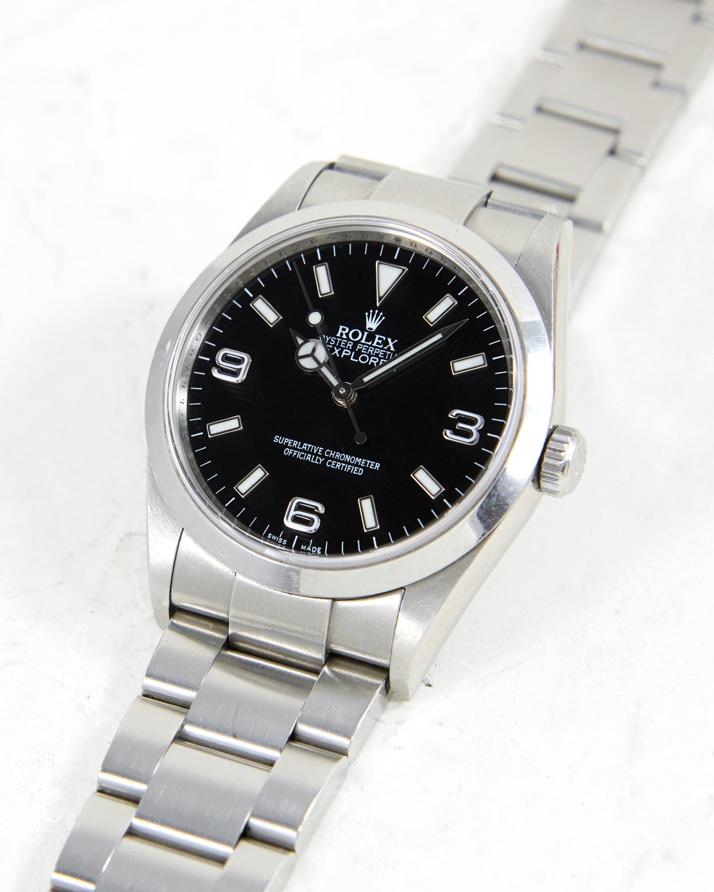 Rolex Explorer I 114270 with Papers and Engraved Bezel