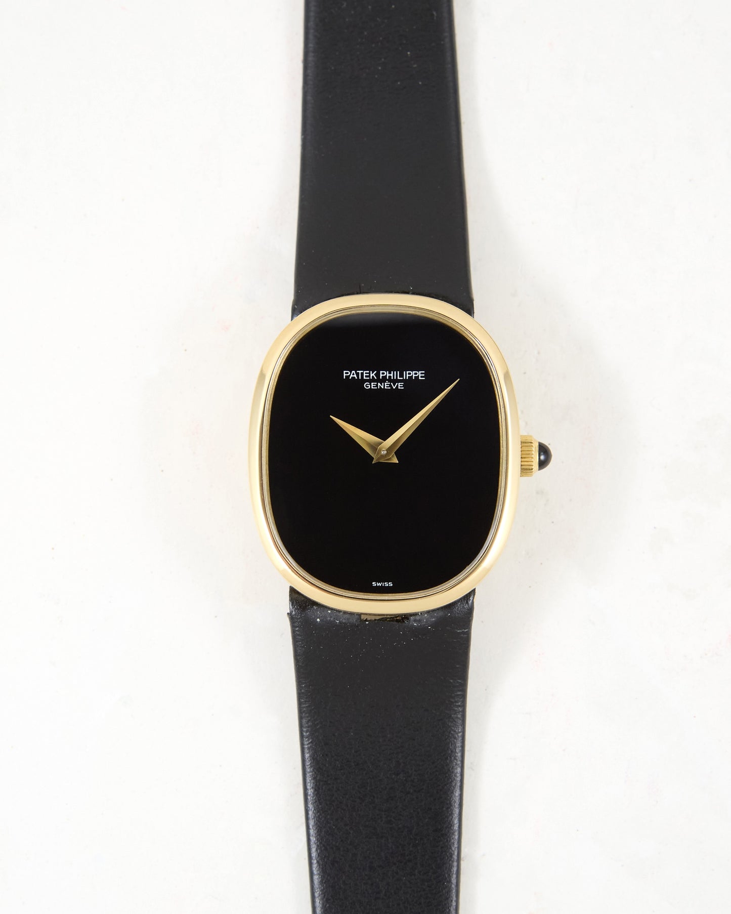 Patek Philippe Ellipse 3848/900 Onyx Dial in Yellow Gold Case on Leather Strap with Patek Ellipse Buckle