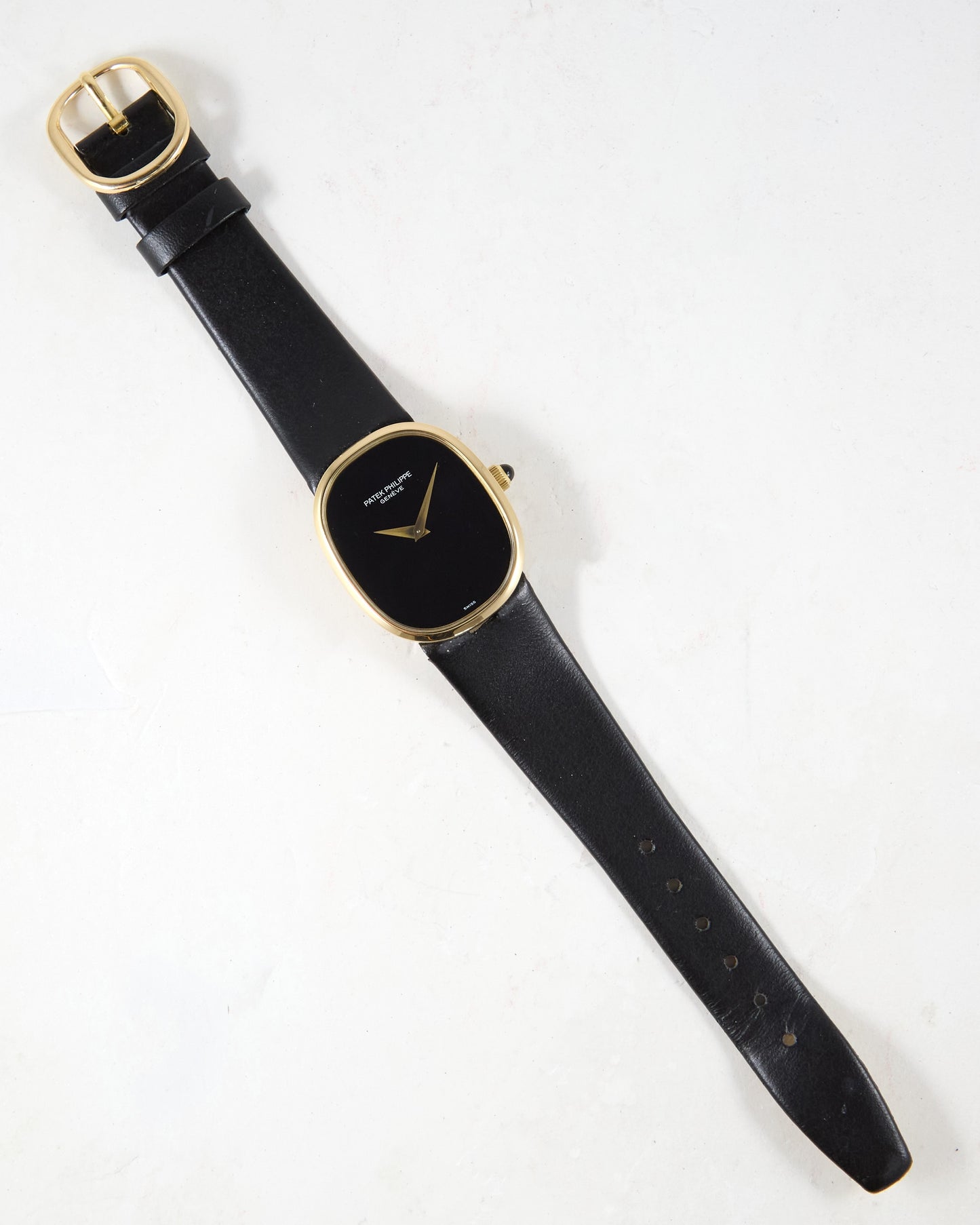 Patek Philippe Ellipse 3848/900 Onyx Dial in Yellow Gold Case on Leather Strap with Patek Ellipse Buckle