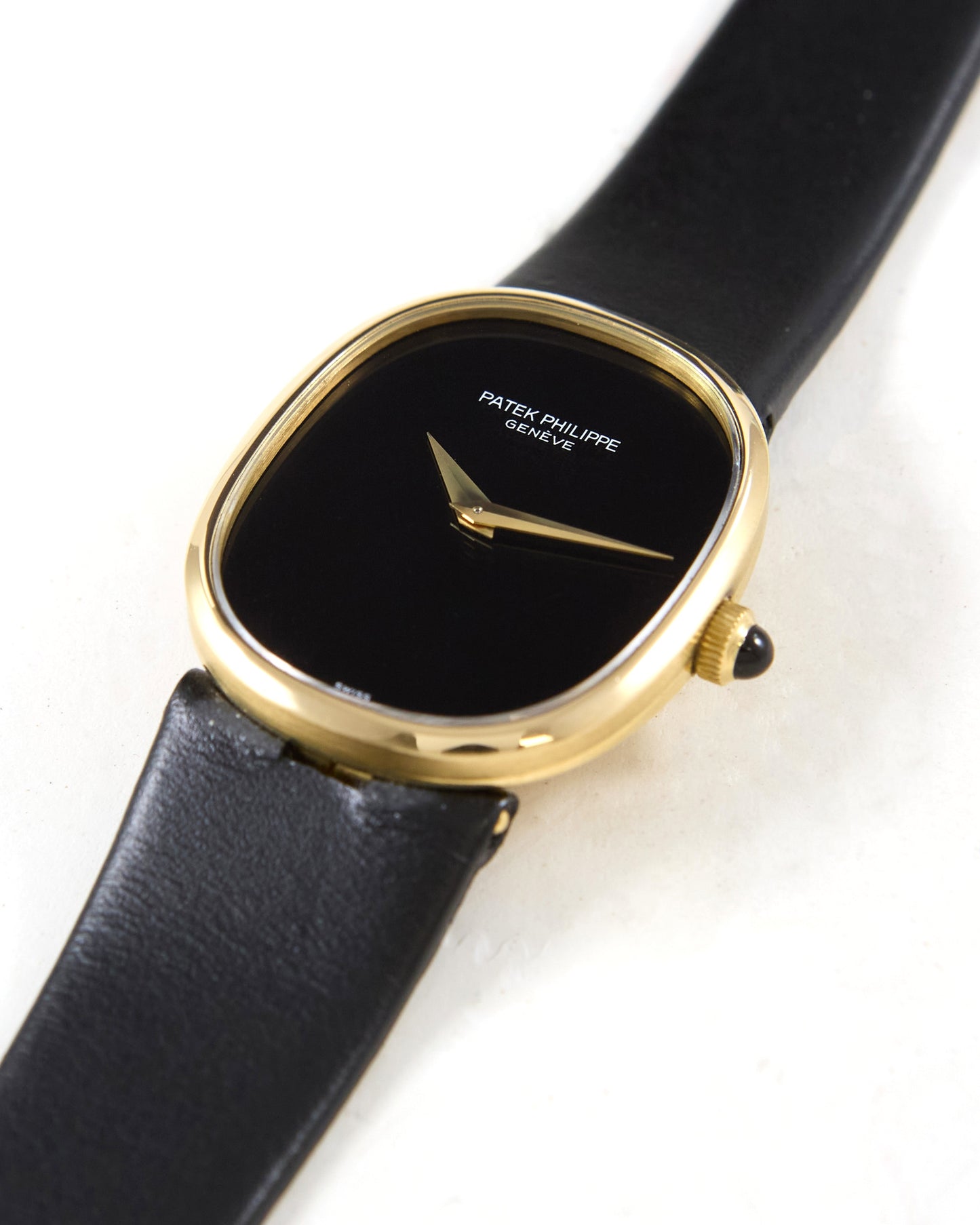 Patek Philippe Ellipse 3848/900 Onyx Dial in Yellow Gold Case on Leather Strap with Patek Ellipse Buckle