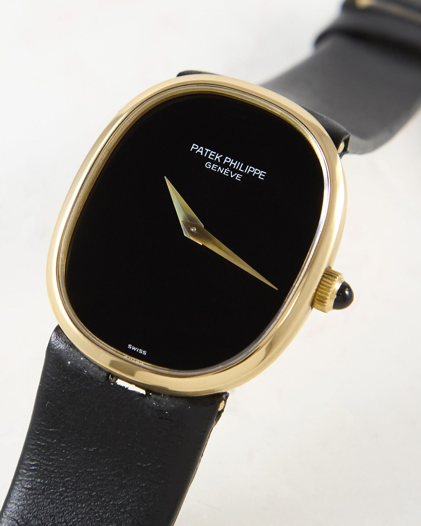 Patek Philippe Ellipse 3848/900 Onyx Dial in Yellow Gold Case on Leather Strap with Patek Ellipse Buckle