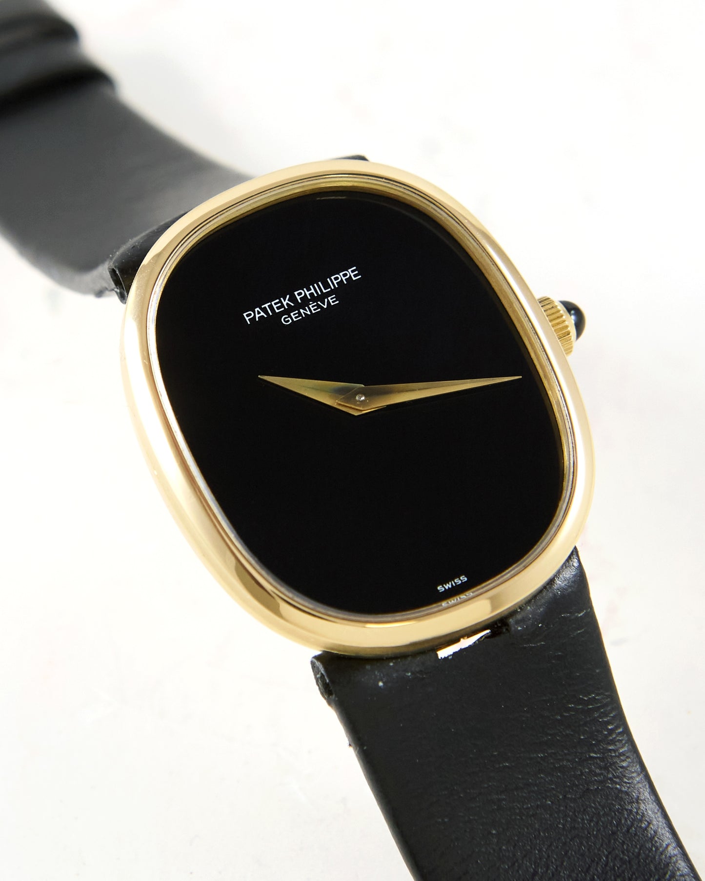 Patek Philippe Ellipse 3848/900 Onyx Dial in Yellow Gold Case on Leather Strap with Patek Ellipse Buckle