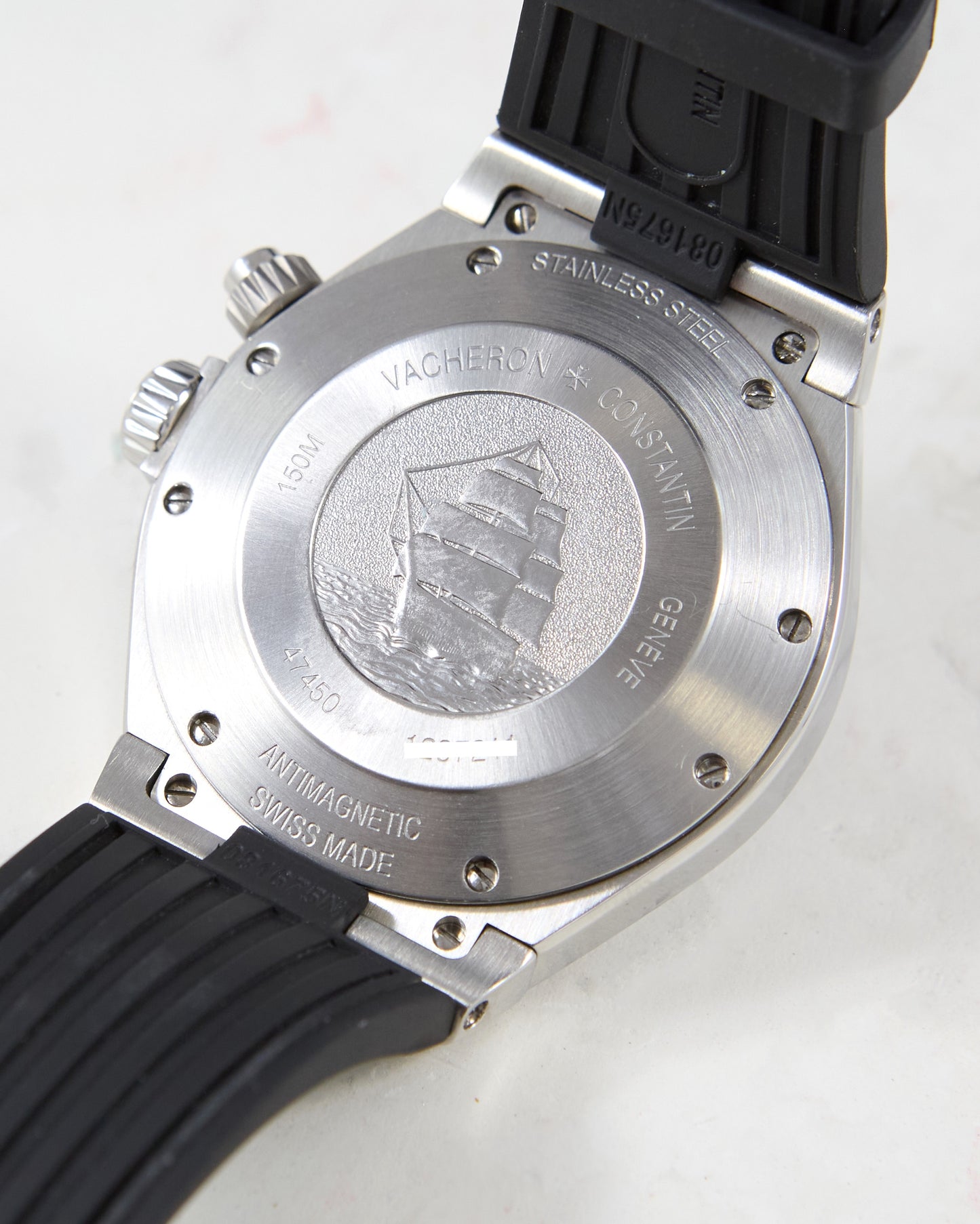 Vacheron Constantin Overseas Dual Time 47450 in Steel Case on Rubber Strap with Box & Papers