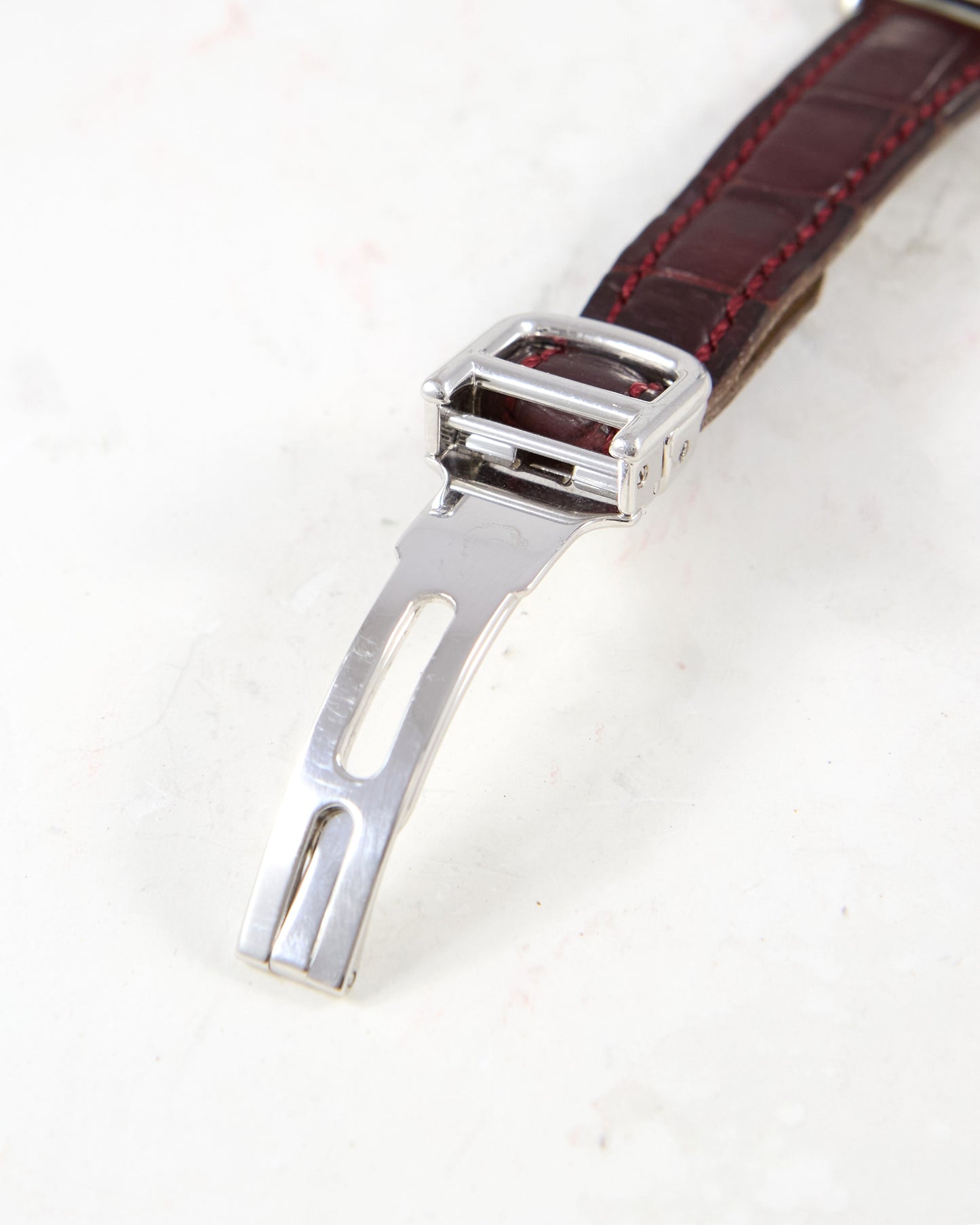 Cartier Tonneau XL 2435E CPCP in Platinum Case on Leather Strap and Buckle with Papers