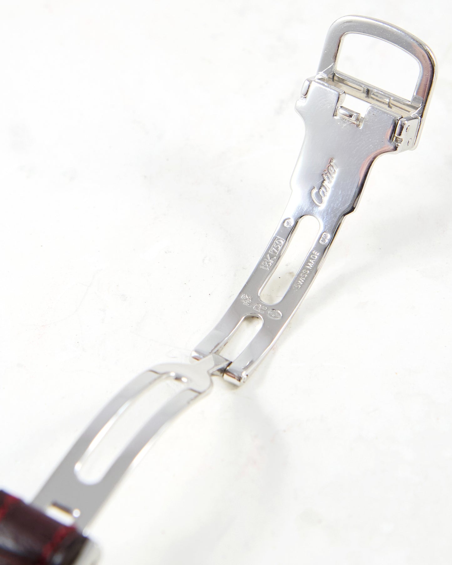 Cartier Tonneau XL 2435E CPCP in Platinum Case on Leather Strap and Buckle with Papers