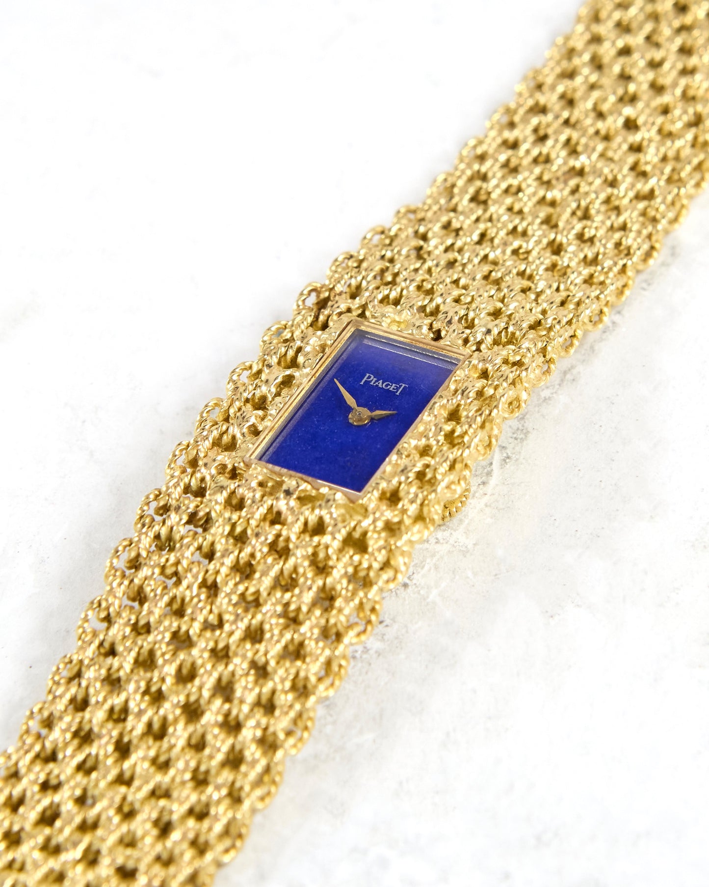Piaget Braided Bracelet Watch with Lapis Dial in Yellow Gold Case and Bracelet