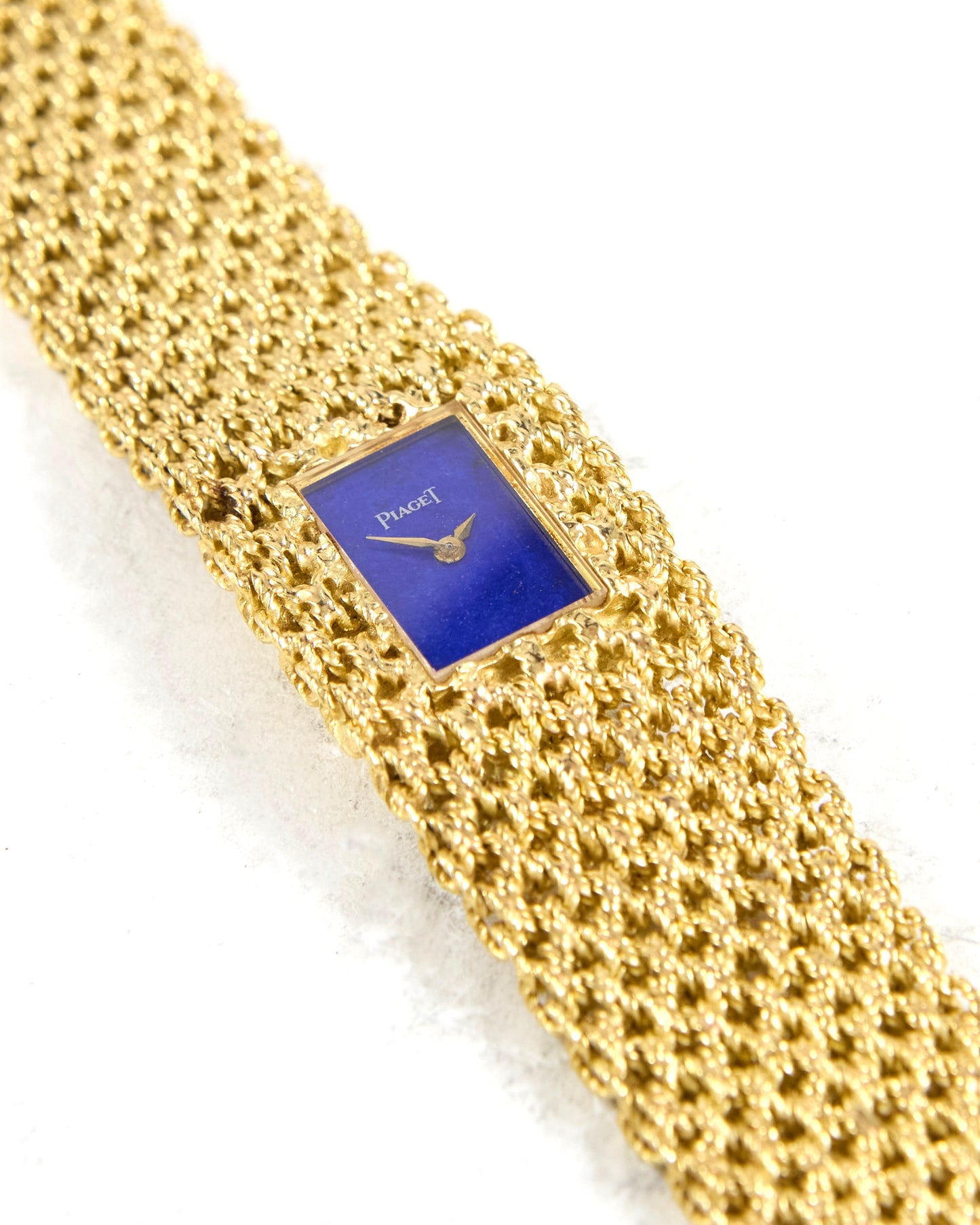 Piaget Braided Bracelet Watch with Lapis Dial in Yellow Gold Case and Bracelet