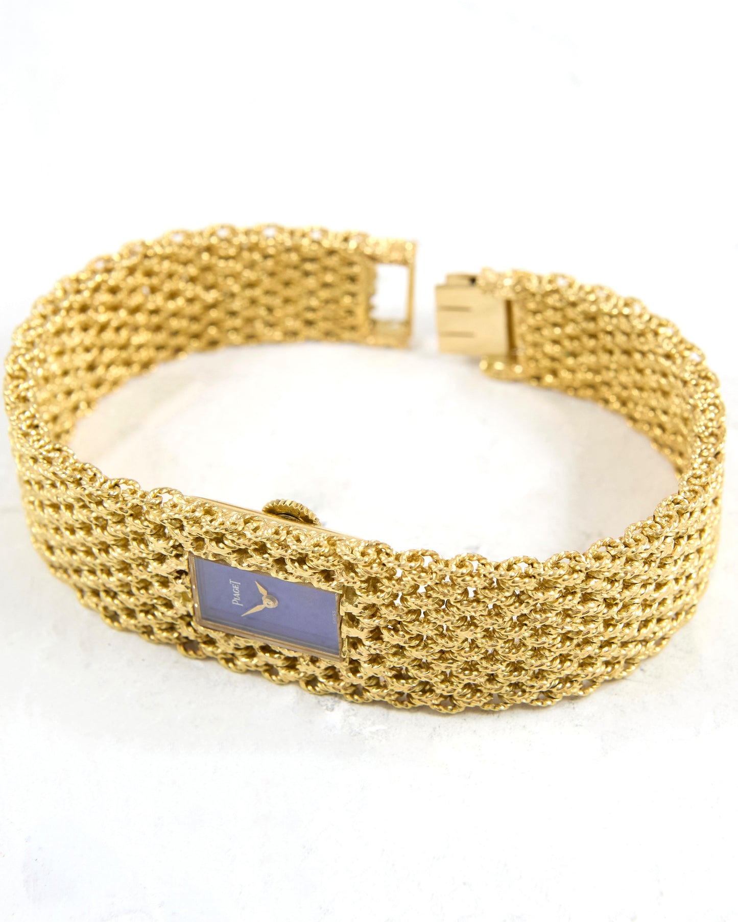 Piaget Braided Bracelet Watch with Lapis Dial in Yellow Gold Case and Bracelet