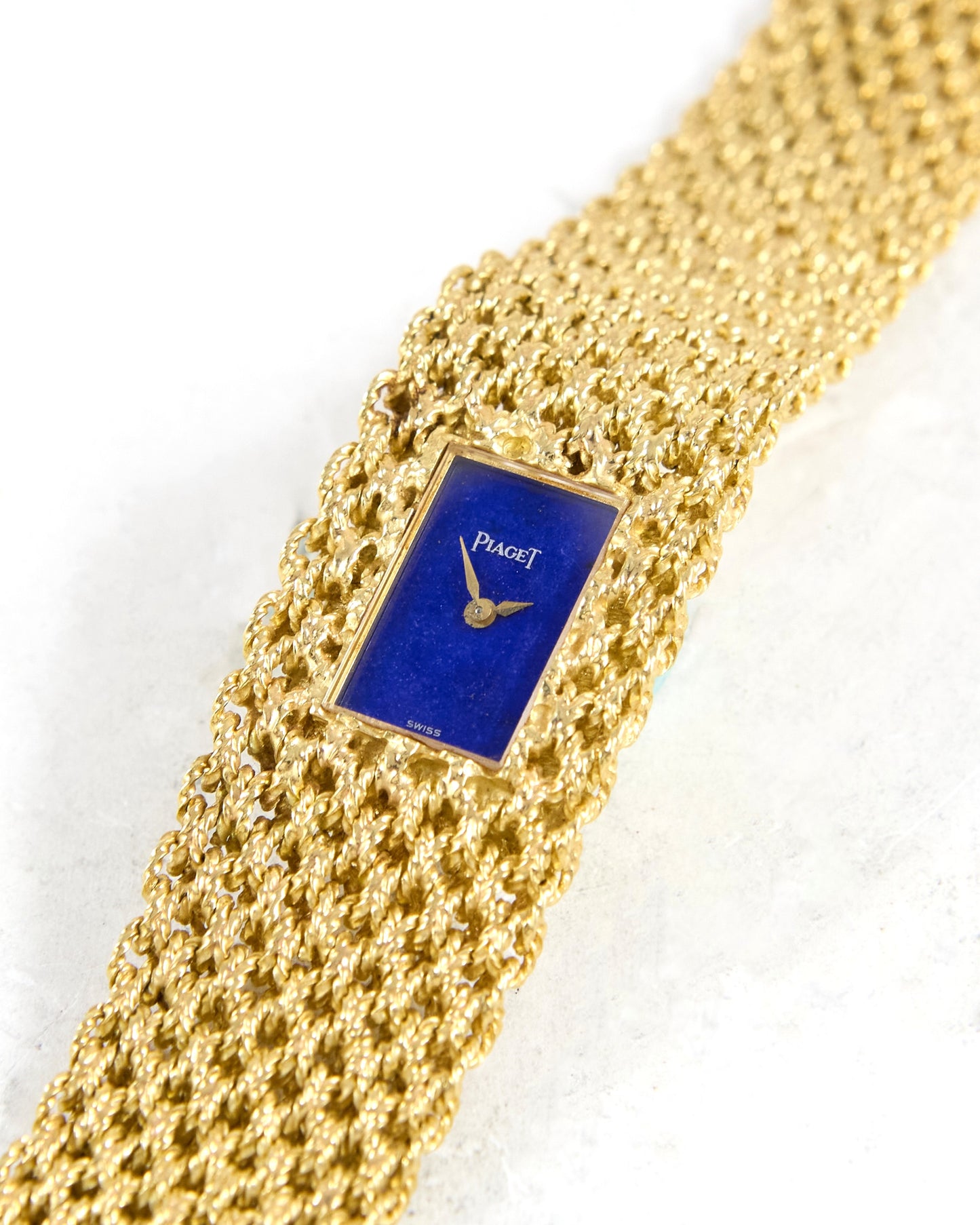 Piaget Braided Bracelet Watch with Lapis Dial in Yellow Gold Case and Bracelet