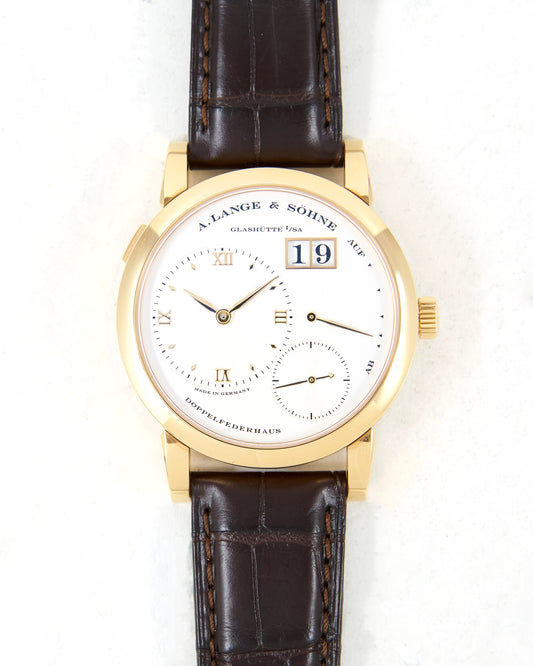A. Lange & Sohne Lange 1 101.032 in Rose Gold on Leather Strap and Buckle with Box