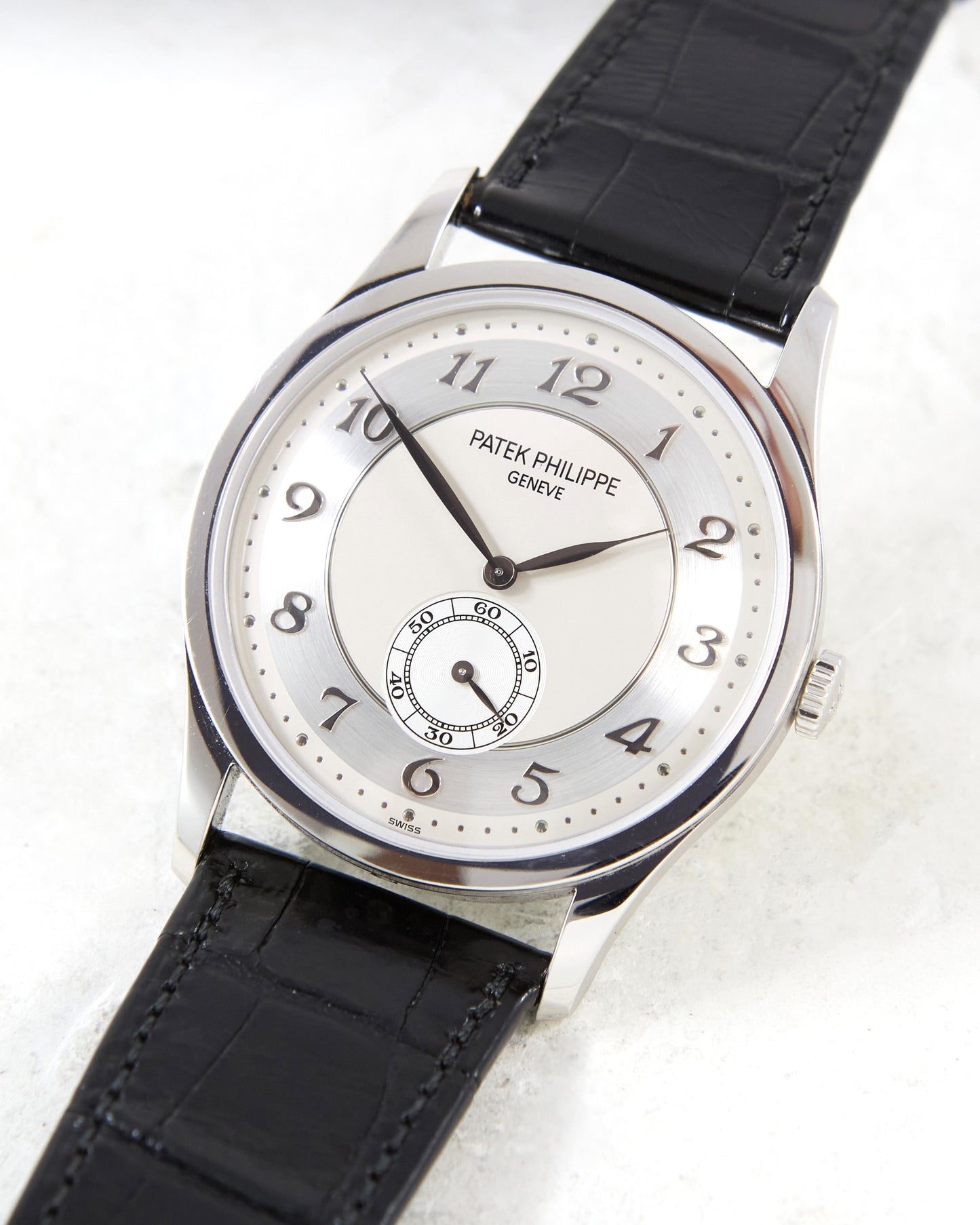 Patek Philippe Calatrava 5196P Silver Breguet Dial in Platinum with Box & Papers
