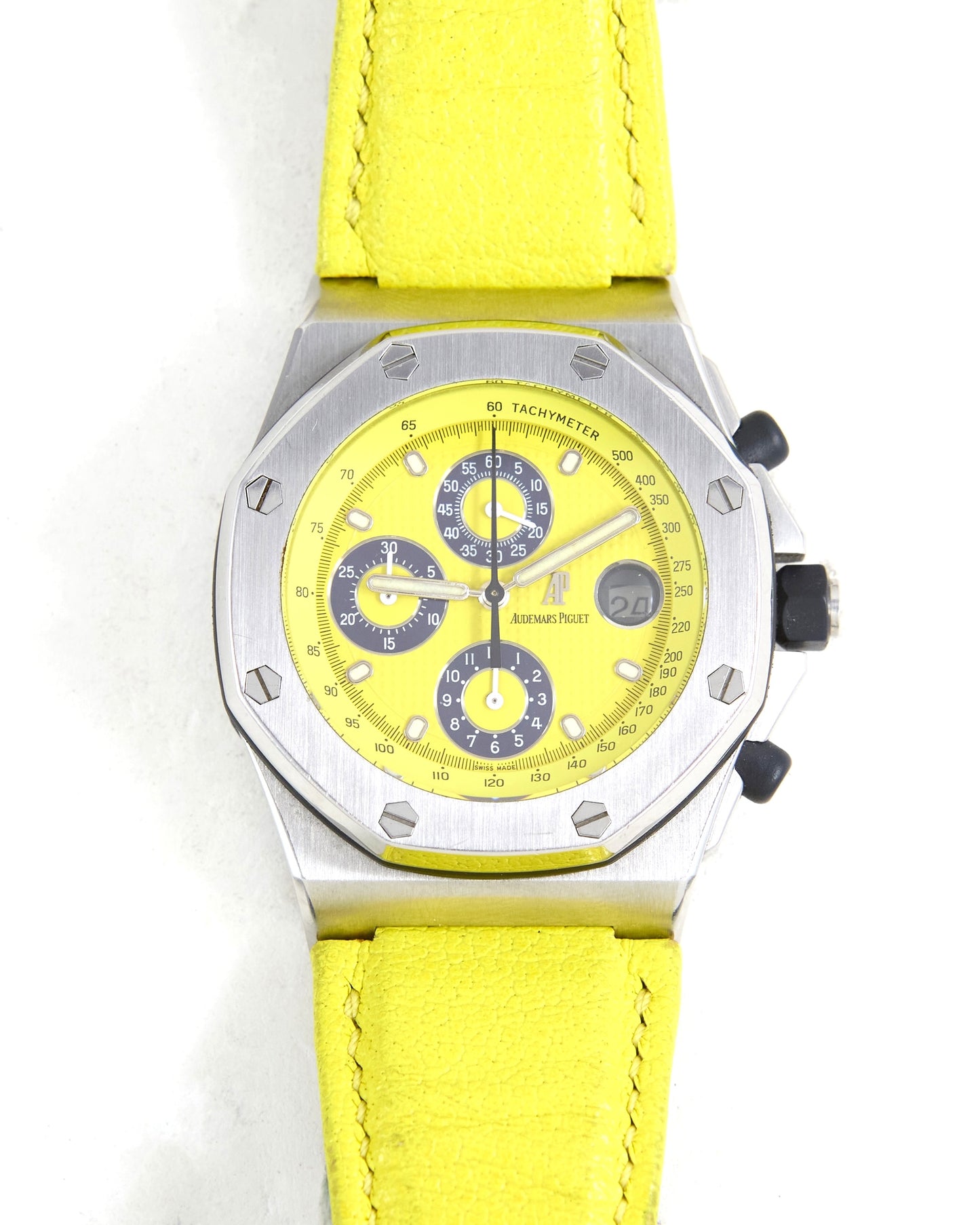 Audemars Piguet Royal Oak Offshore Chronograph 25770ST with Yellow Dial and Strap