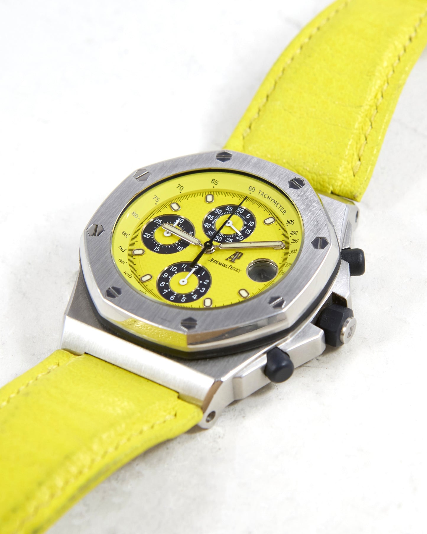 Audemars Piguet Royal Oak Offshore Chronograph 25770ST with Yellow Dial and Strap