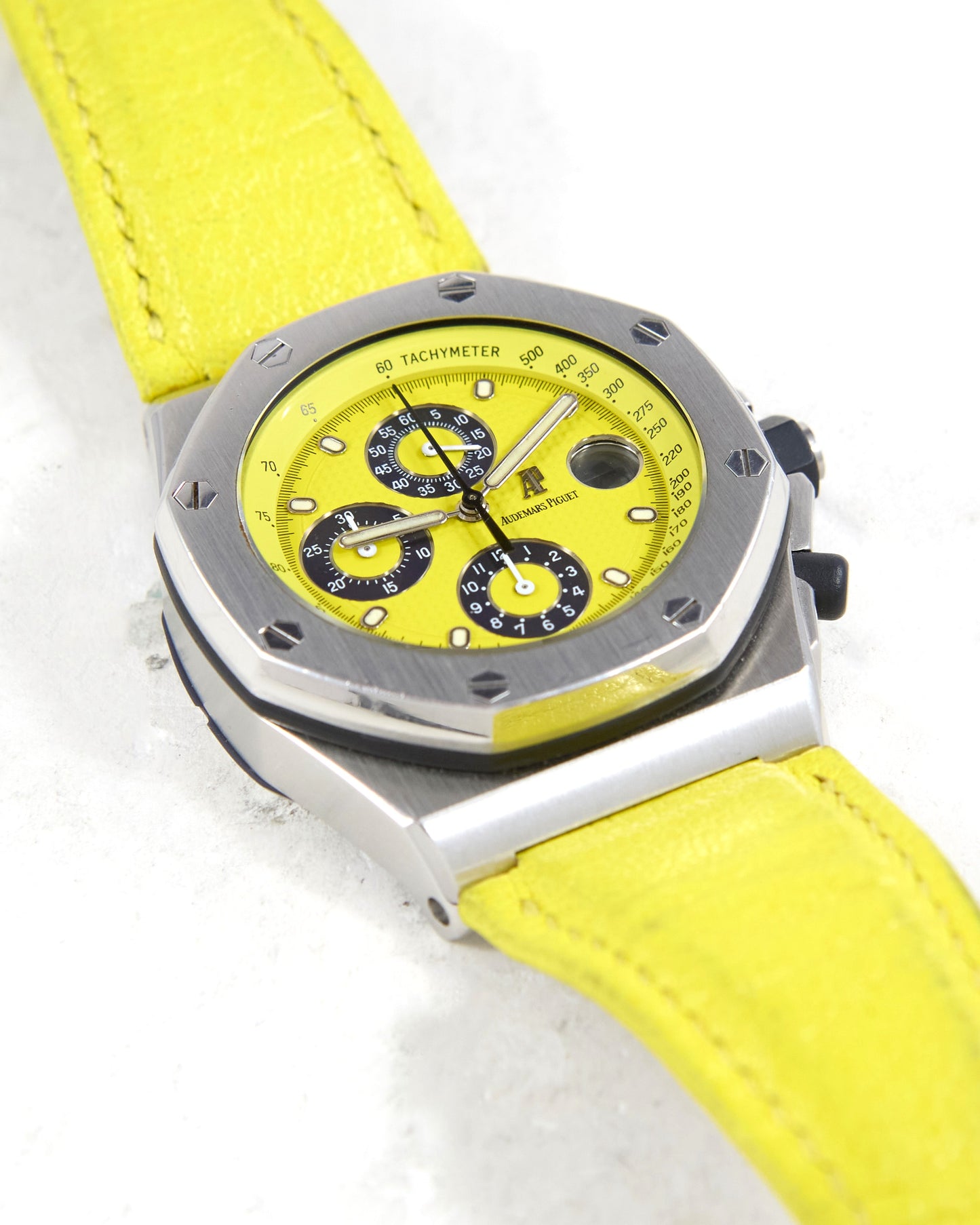 Audemars Piguet Royal Oak Offshore Chronograph 25770ST with Yellow Dial and Strap