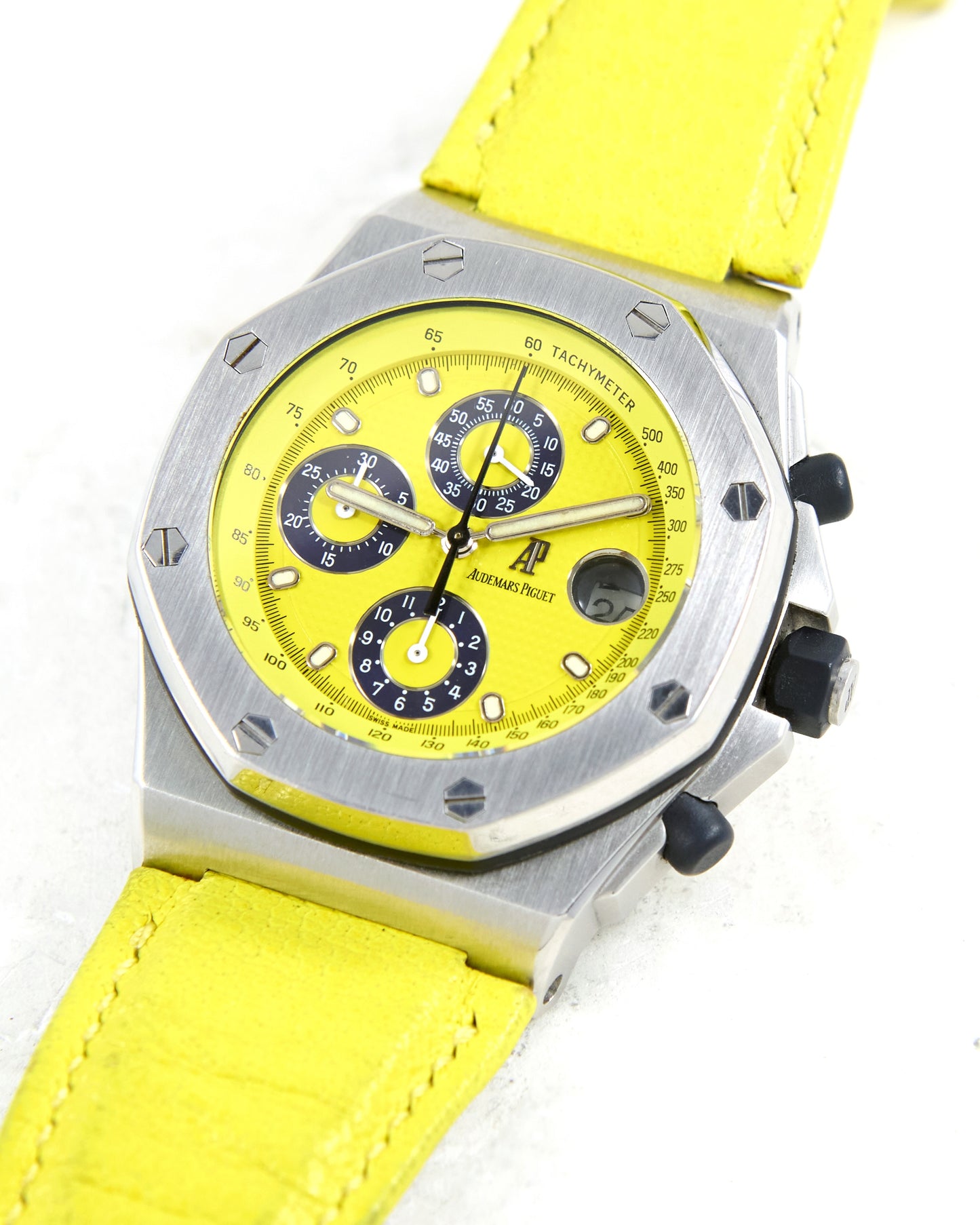 Audemars Piguet Royal Oak Offshore Chronograph 25770ST with Yellow Dial and Strap