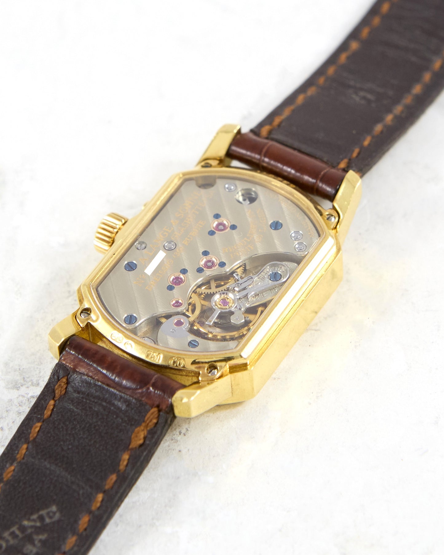 A Lange & Sohne Arkade 103.021 in Yellow Gold Case on Leather Strap and Buckle
