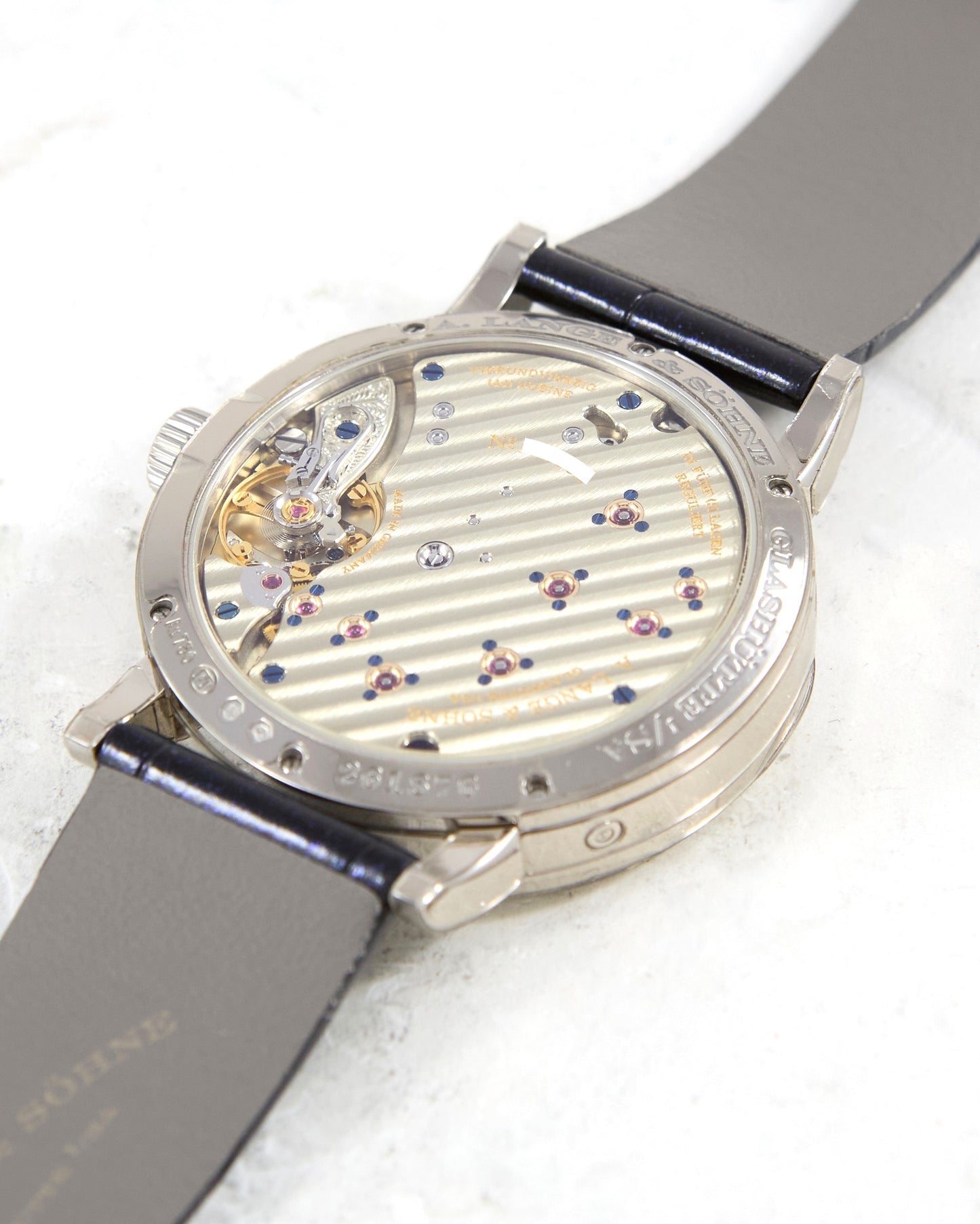 A Lange & Sohne Little Lange 1 Moonphase Blue "Star Dial" in White Gold with Box and Papers