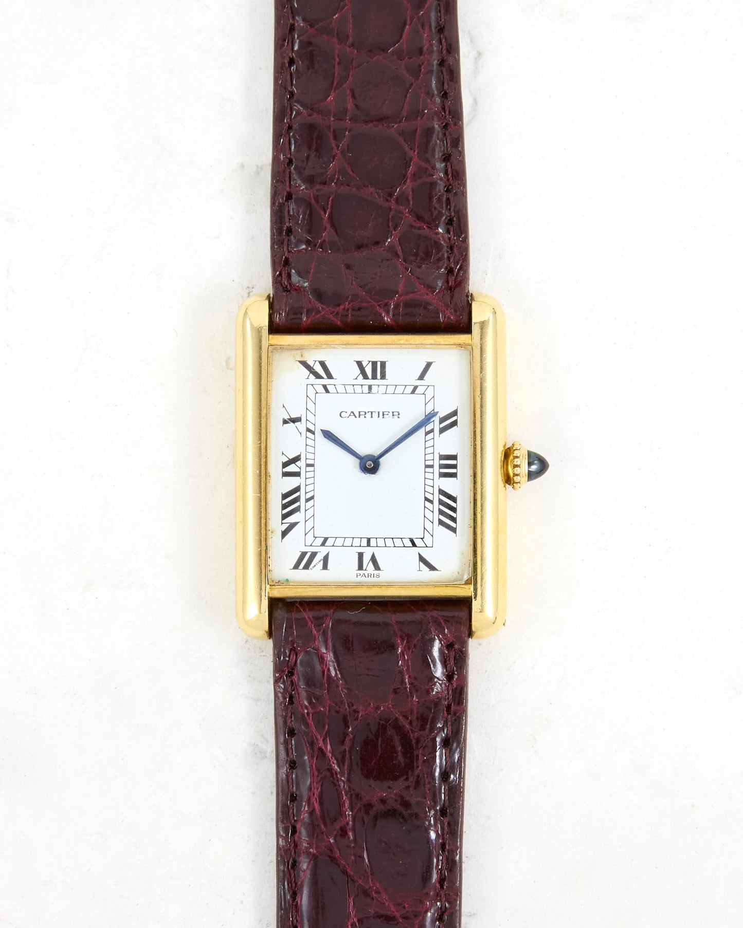 Cartier Tank Louis Paris Dial on Leather Strap and Buckle