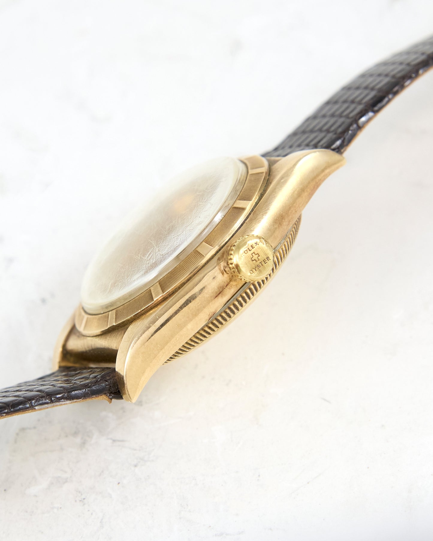 Rolex Bubbleback Cream Radium Dial in 14K Yellow Gold Case