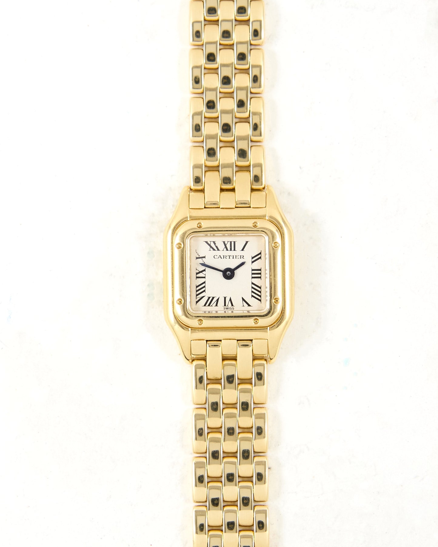 Mini Cartier Panthere 1130 White Roman Dial in Yellow Gold Case and Bracelet