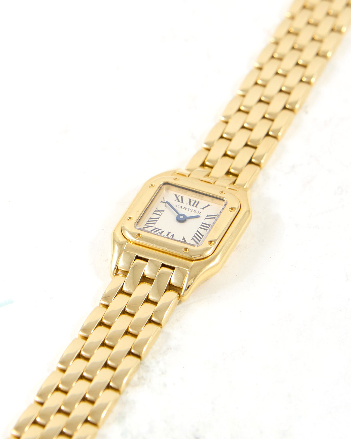 Mini Cartier Panthere 1130 White Roman Dial in Yellow Gold Case and Bracelet