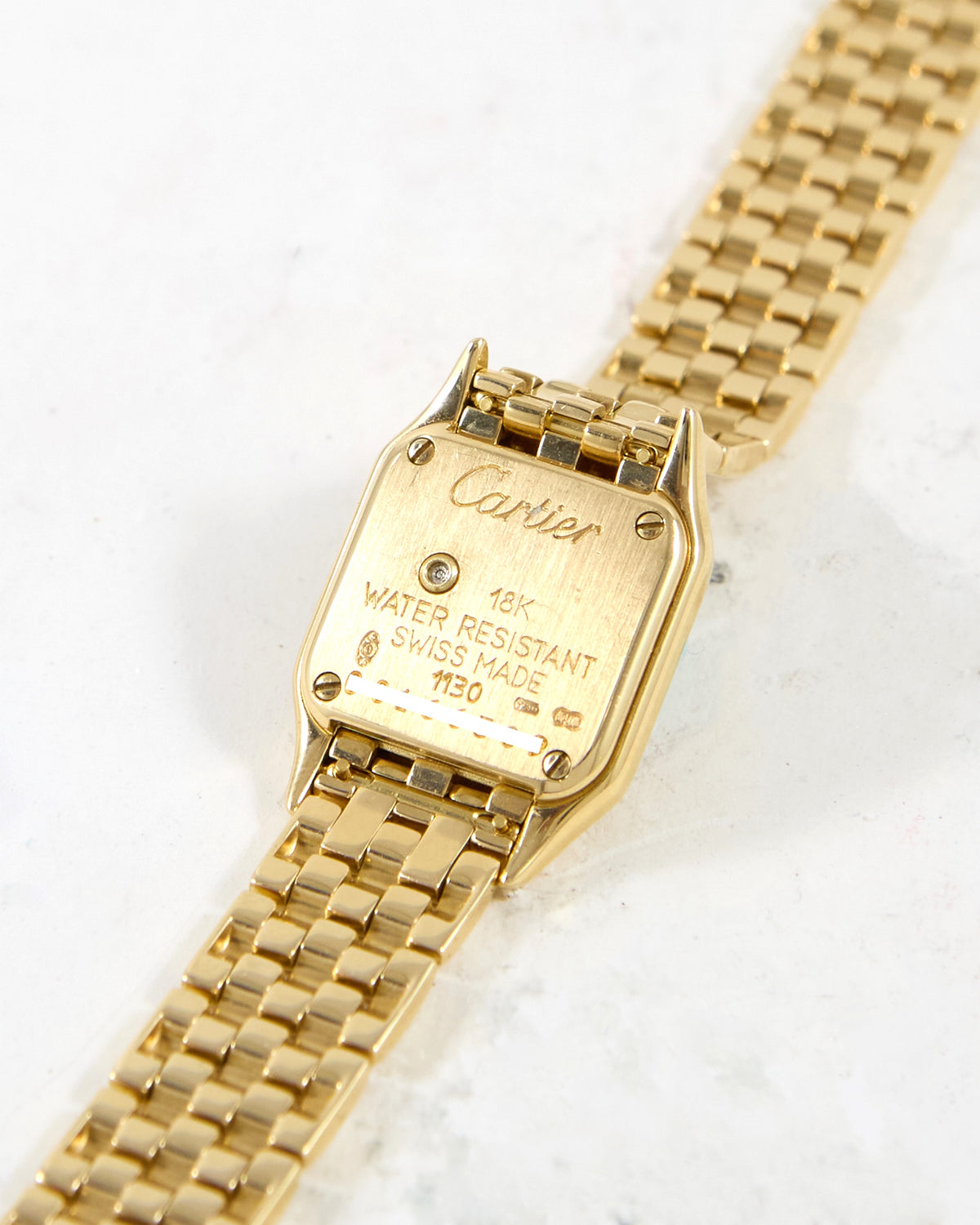 Mini Cartier Panthere 1130 White Roman Dial in Yellow Gold Case and Bracelet