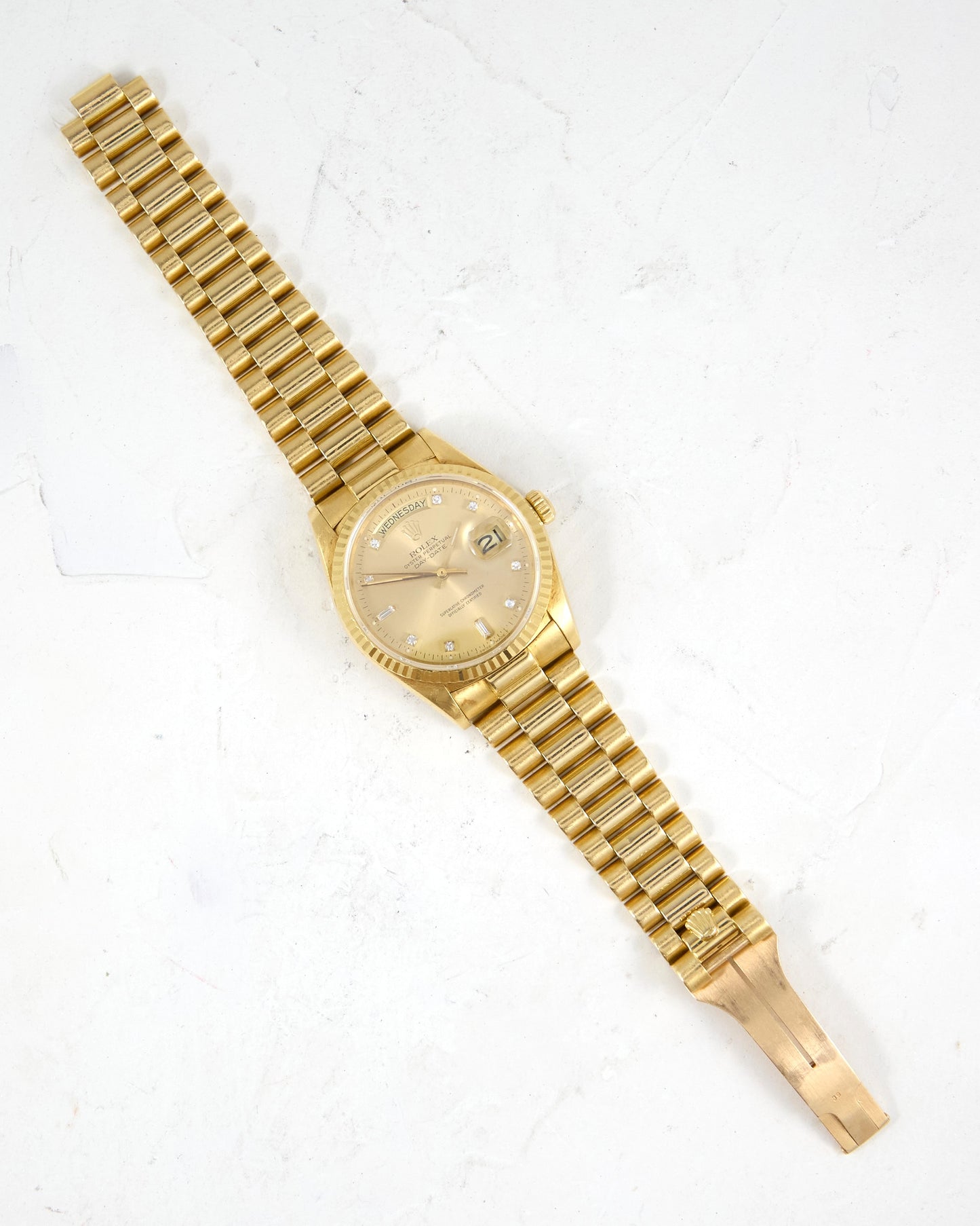 Rolex Day-Date 18038 Champagne Diamond Index Dial on Presidential Bracelet