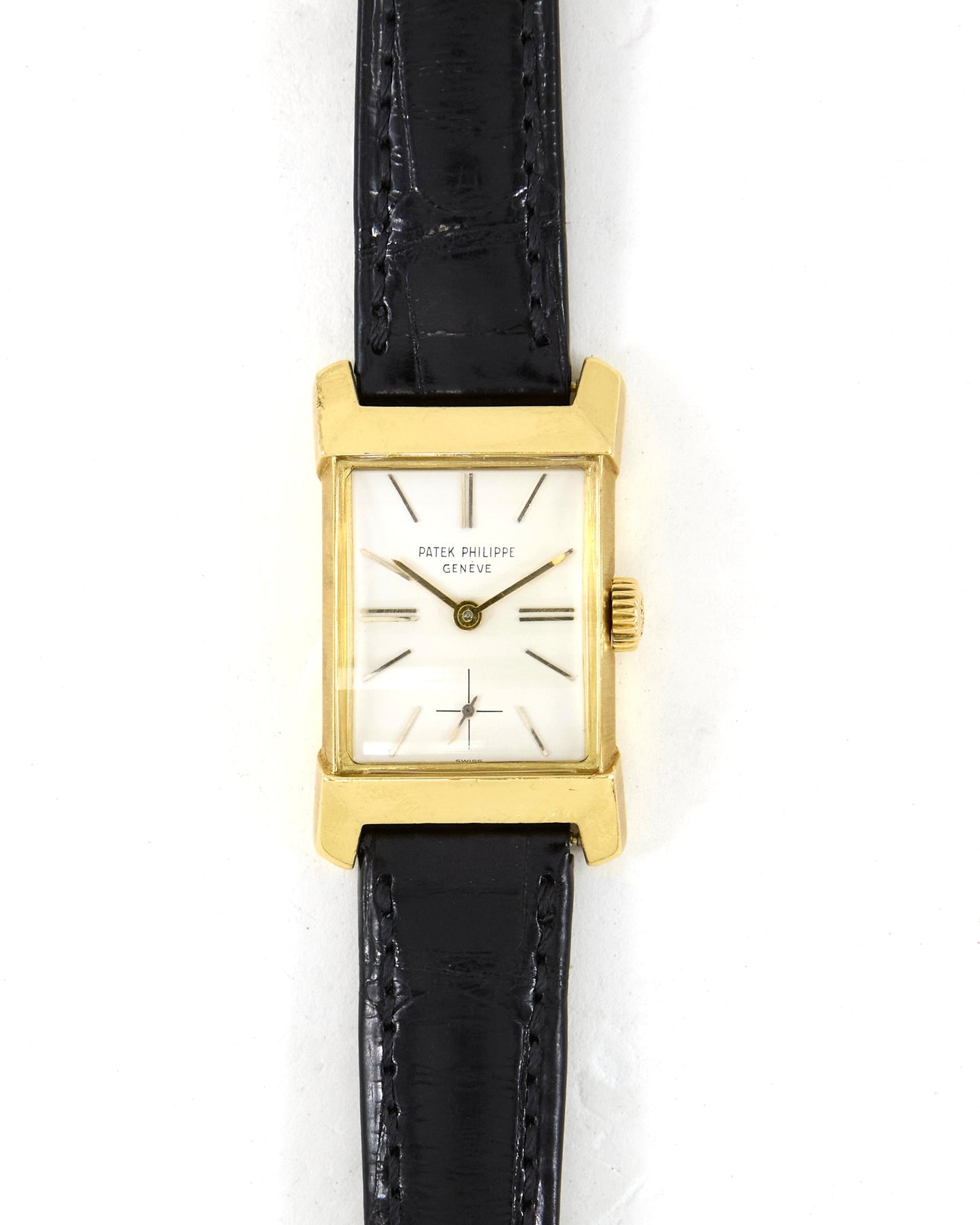 Patek Philippe Rectangular 2553 in Gold with Signed Strap and Buckle