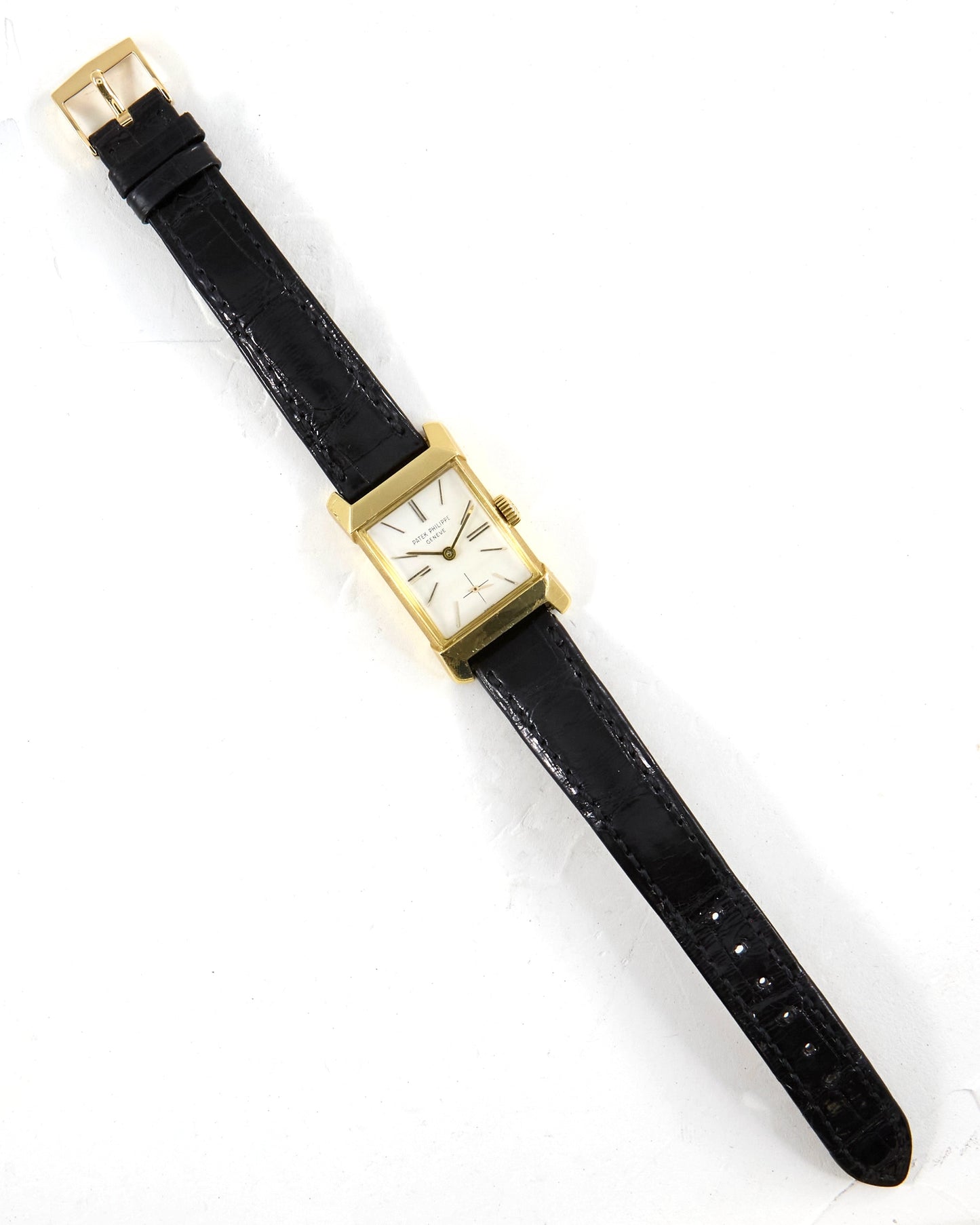 Patek Philippe Rectangular 2553 in Gold with Signed Strap and Buckle