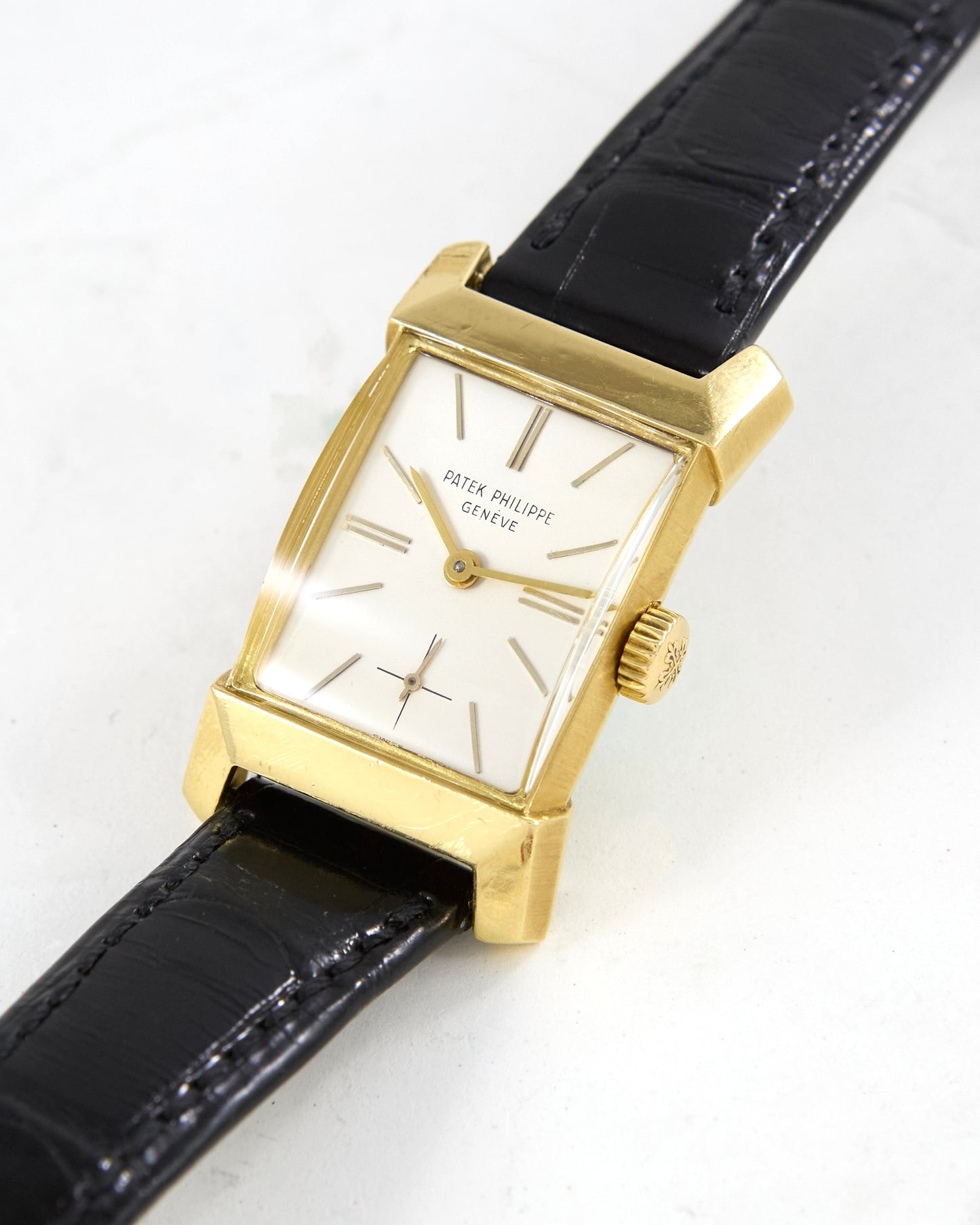 Patek Philippe Rectangular 2553 in Gold with Signed Strap and Buckle