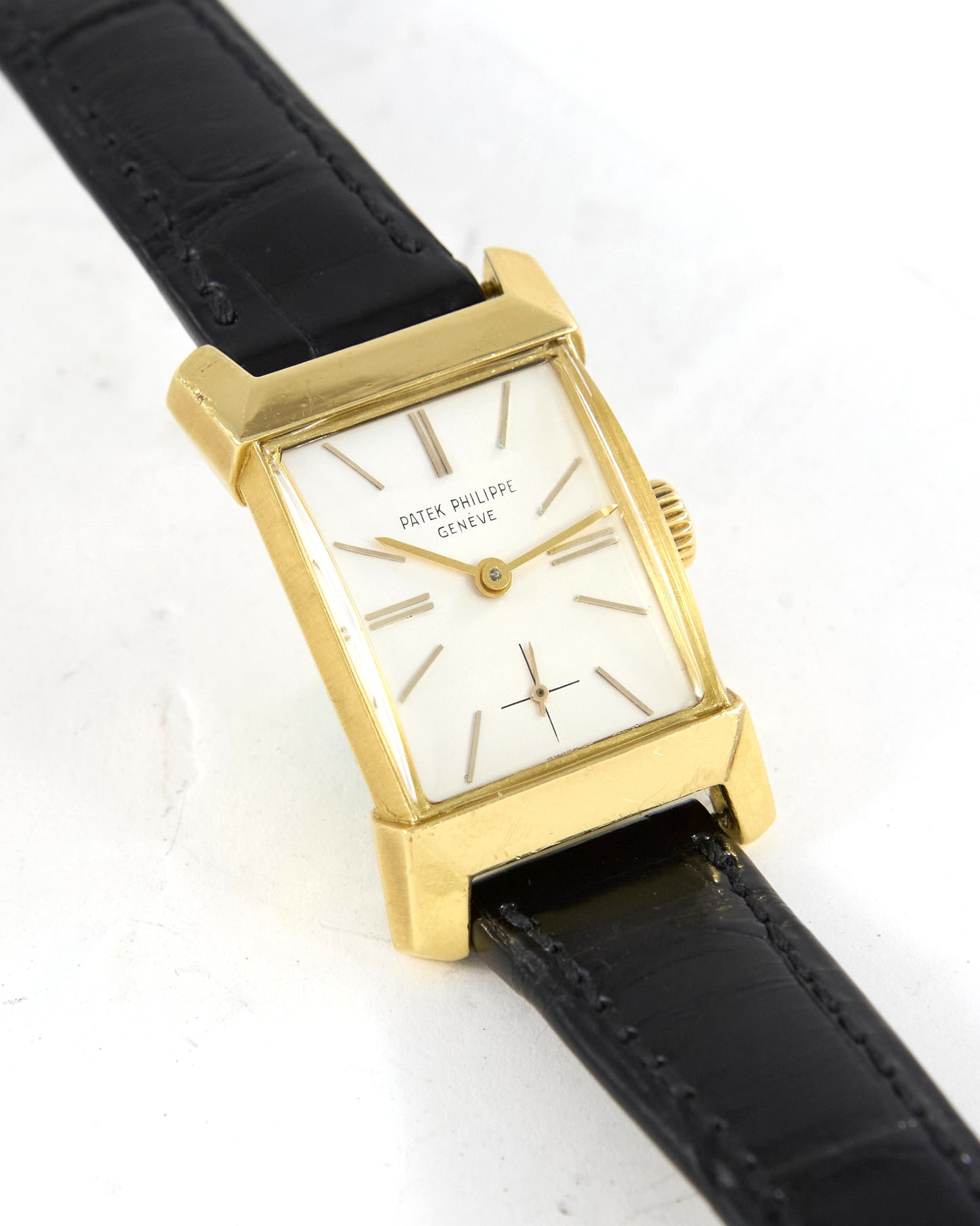 Patek Philippe Rectangular 2553 in Gold with Signed Strap and Buckle