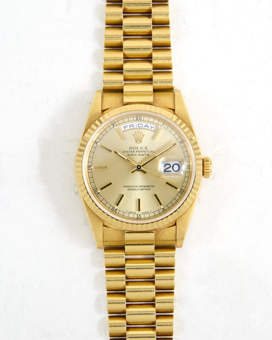 Rolex Day-Date 18238 Faded Champagne Dial in Yellow Gold Case on President Bracelet