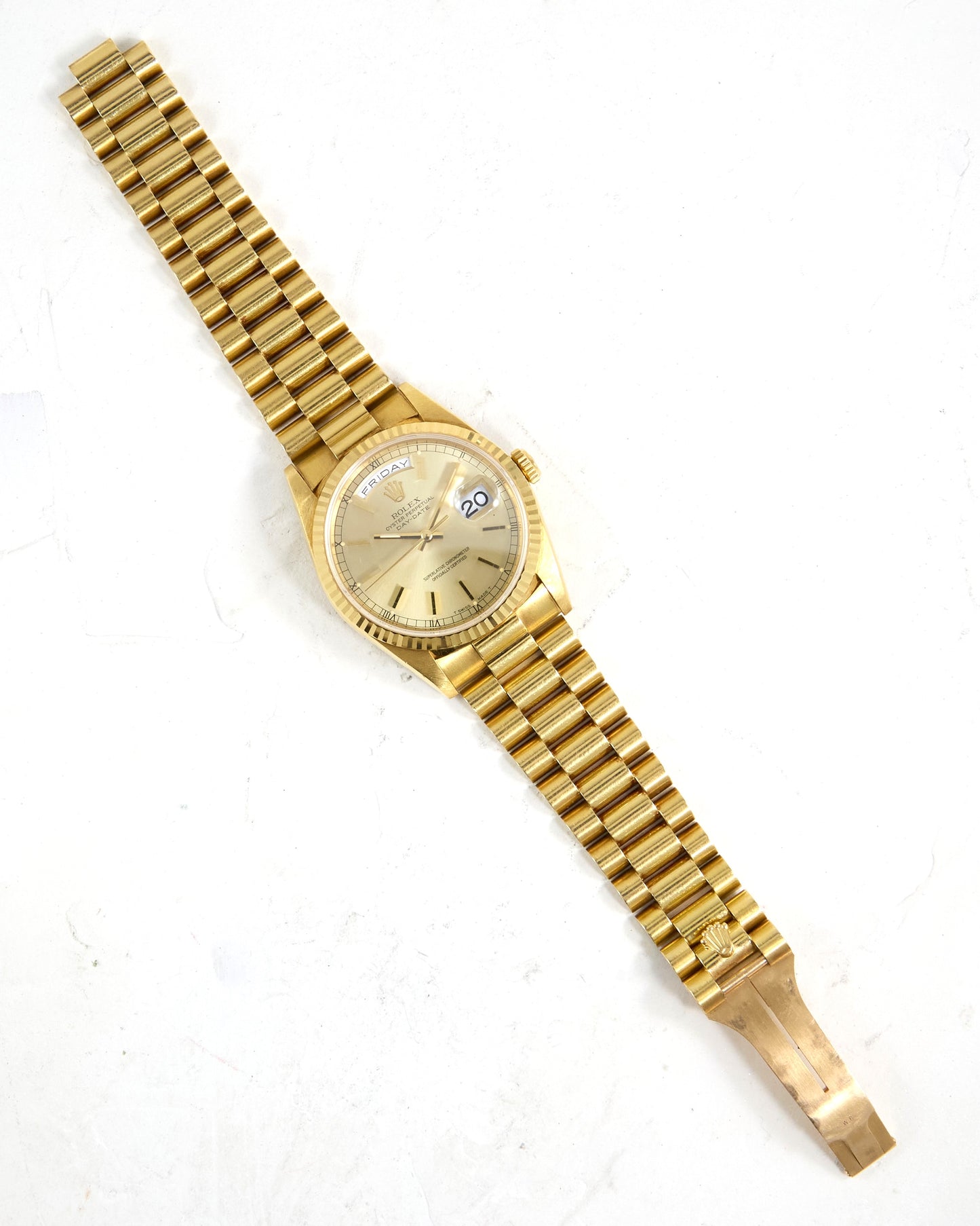 Rolex Day-Date 18238 Faded Champagne Dial in Yellow Gold Case on President Bracelet