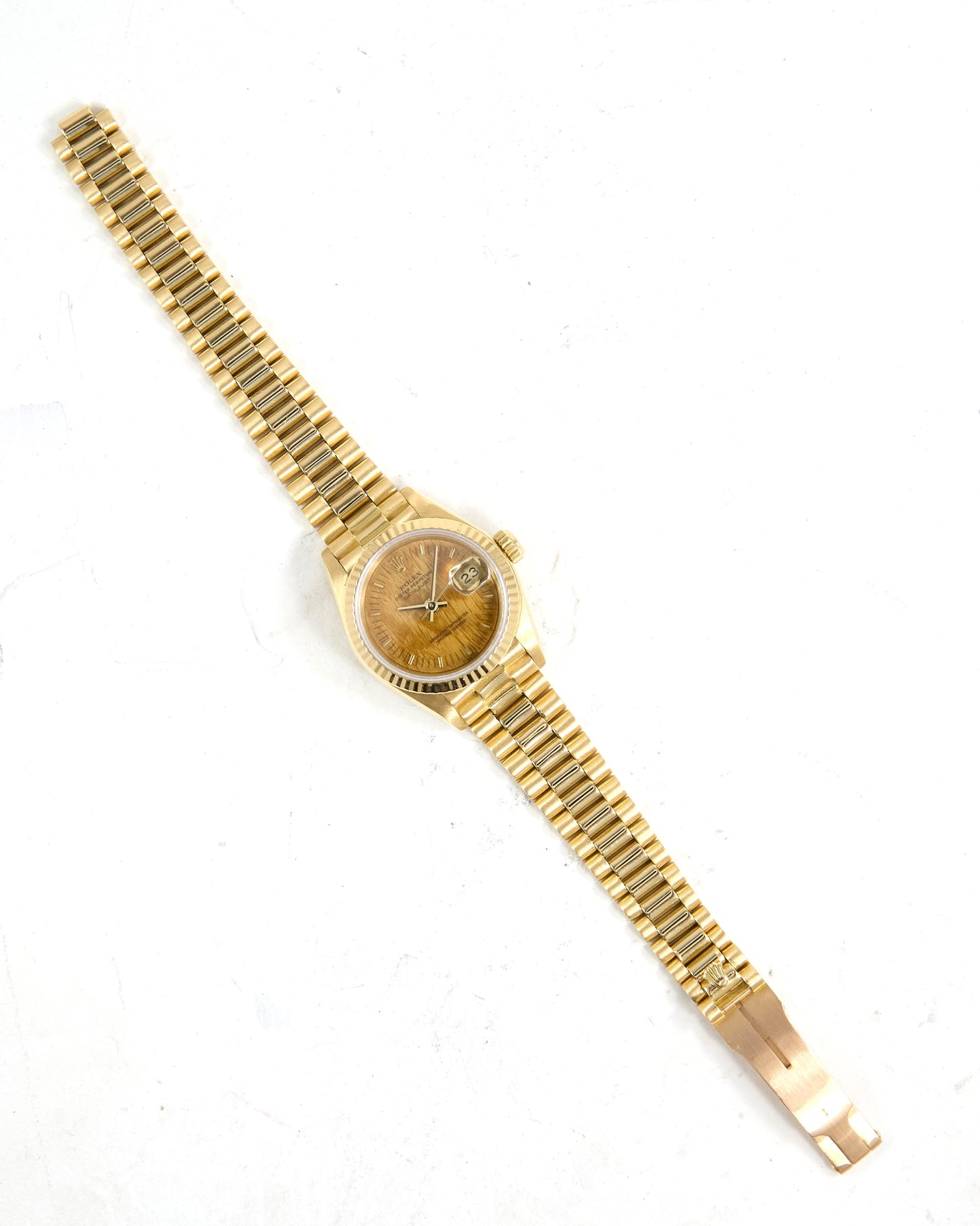 Rolex Ladies Datejust 69178 Wood Dial in Yellow Gold Case on President Bracelet with Papers