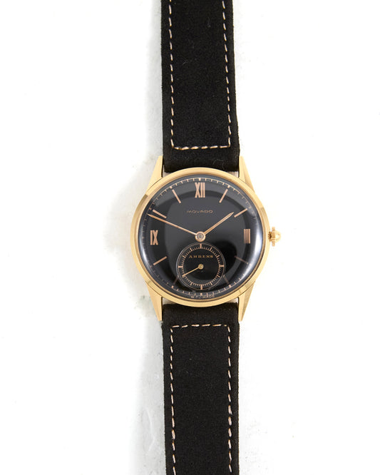 Movado Time Only in Pink Gold with Ahrens Signed Dial on Strap and Buckle