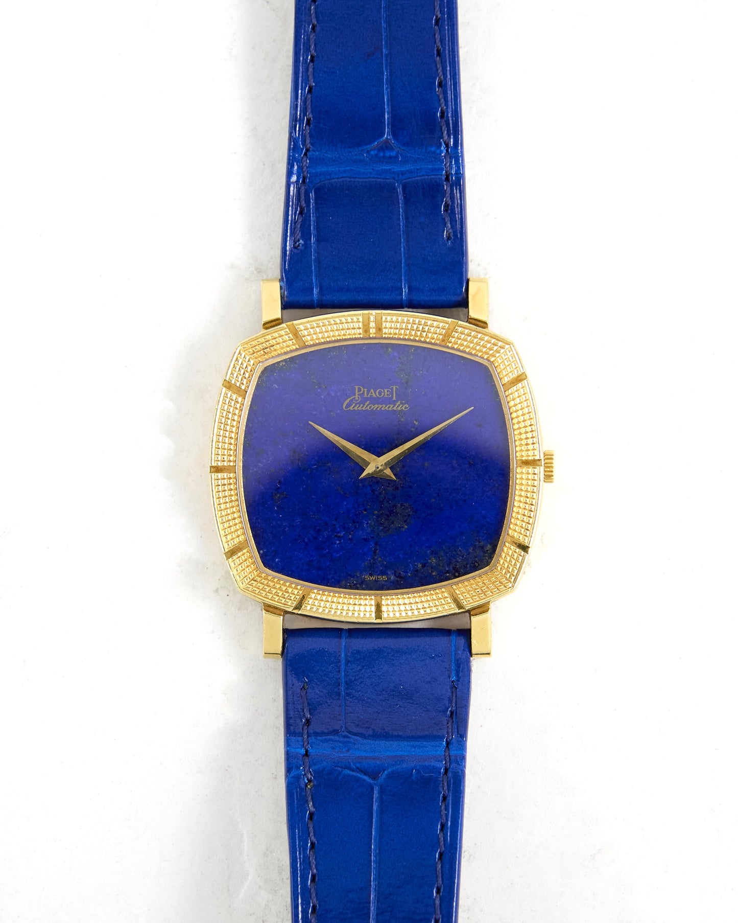 Piaget Automatic Lapis Lazuli Dial in 18K Yellow Gold Case on Very Special Blue Leather Strap with Service Papers