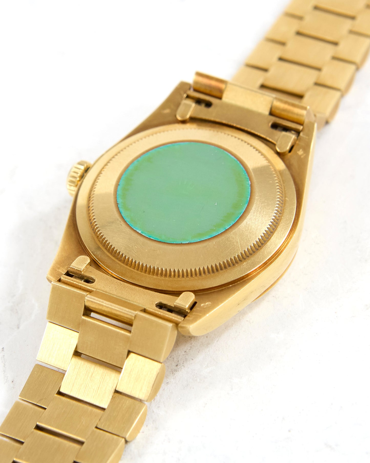 Rolex Day-Date 18238 Onyx Dial in Yellow Gold Case on President Bracelet with Box and Papers - NOS Condition