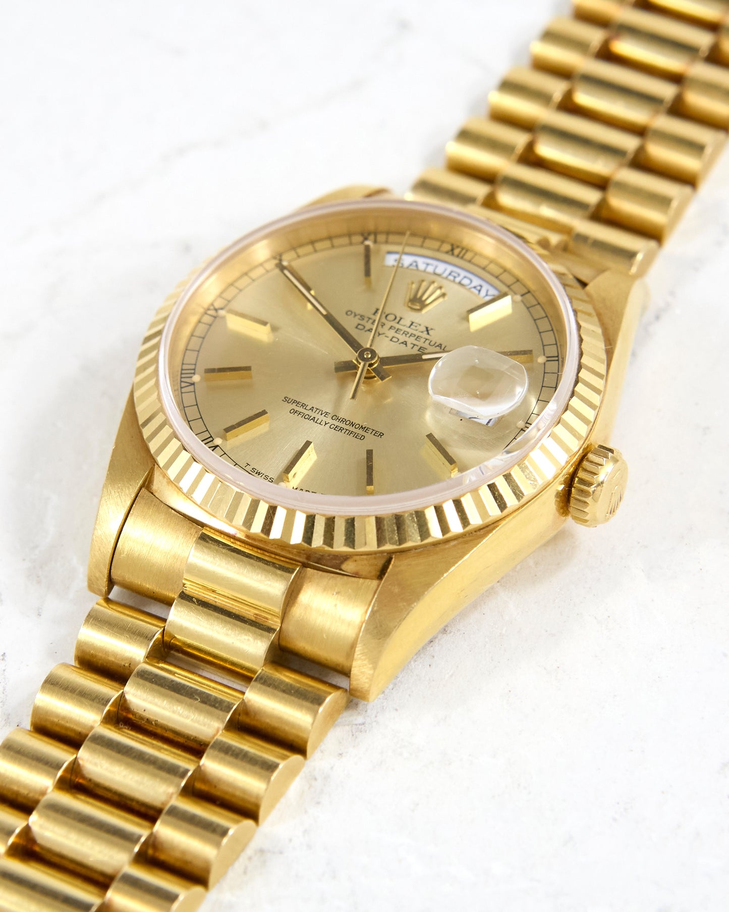 Rolex Day-Date 18238 Faded Champagne Dial in Yellow Gold Case on President Bracelet