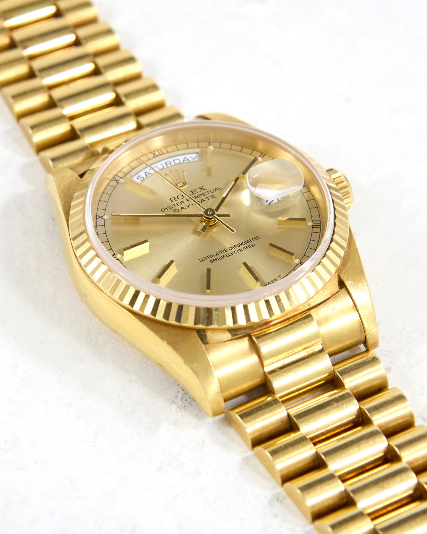 Rolex Day-Date 18238 Faded Champagne Dial in Yellow Gold Case on President Bracelet