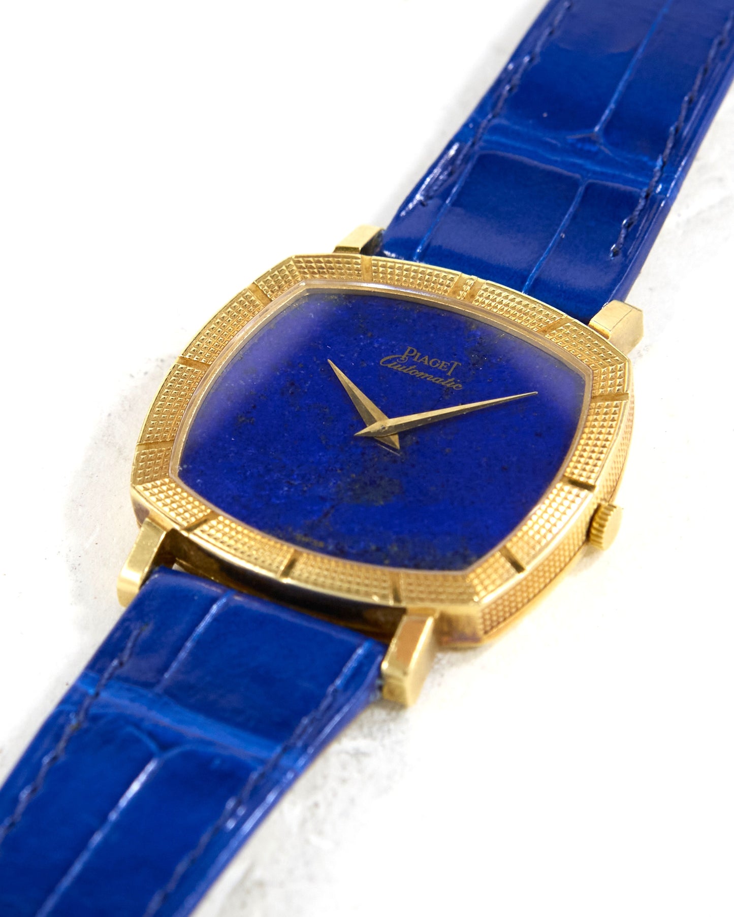 Piaget Automatic Lapis Lazuli Dial in 18K Yellow Gold Case on Very Special Blue Leather Strap with Service Papers