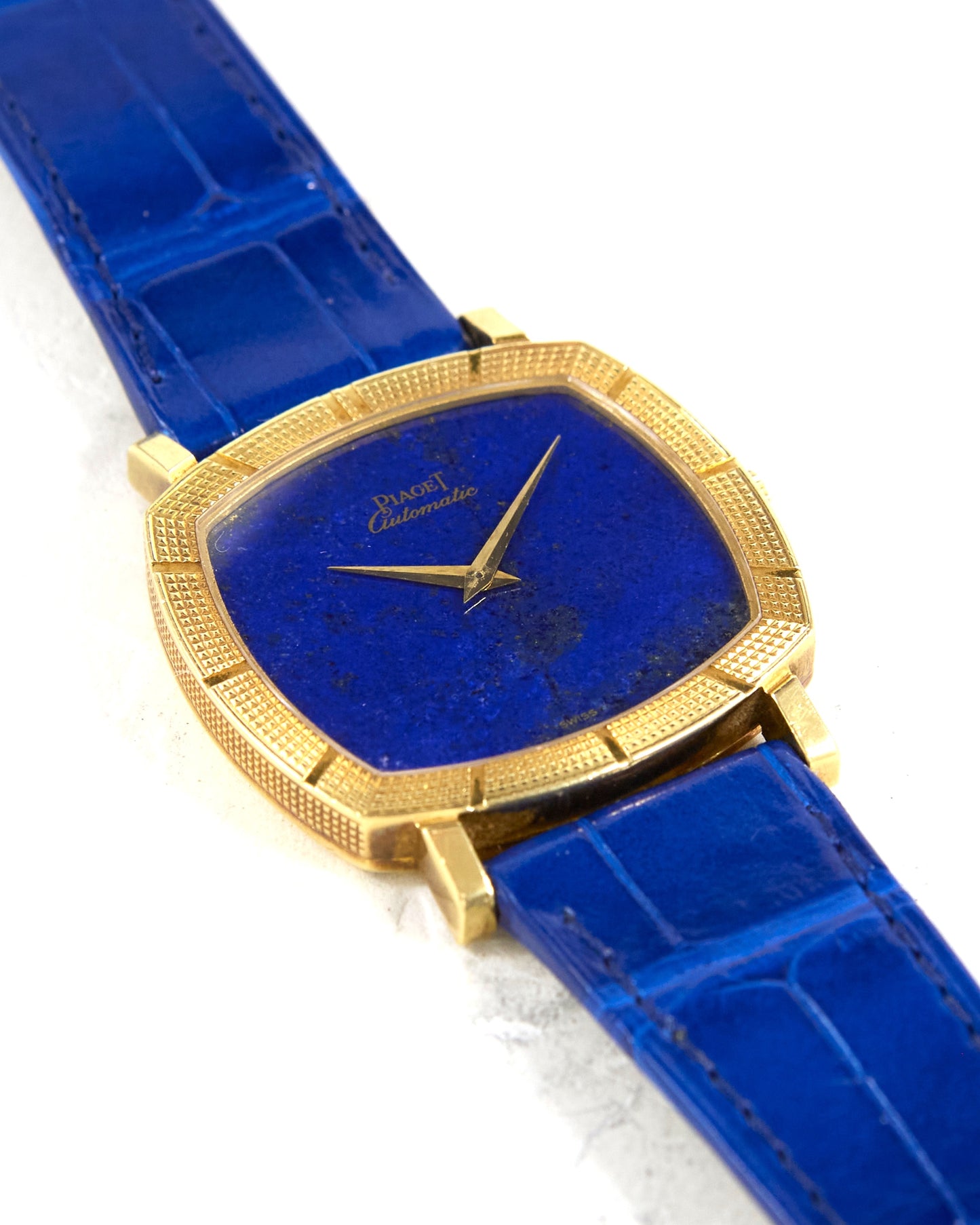 Piaget Automatic Lapis Lazuli Dial in 18K Yellow Gold Case on Very Special Blue Leather Strap with Service Papers