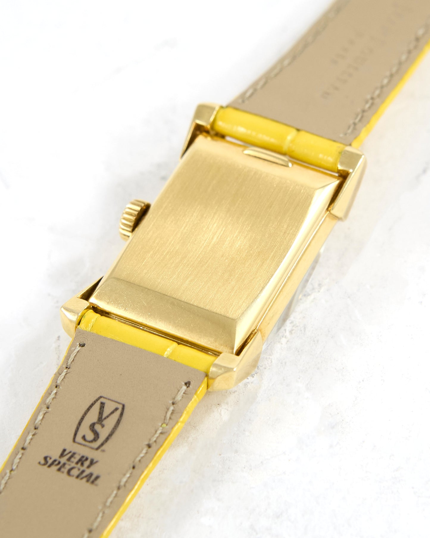 Patek Philippe Rectangular 2553 in Gold with Very Special Yellow Leather Strap Strap and Patek Philippe Buckle
