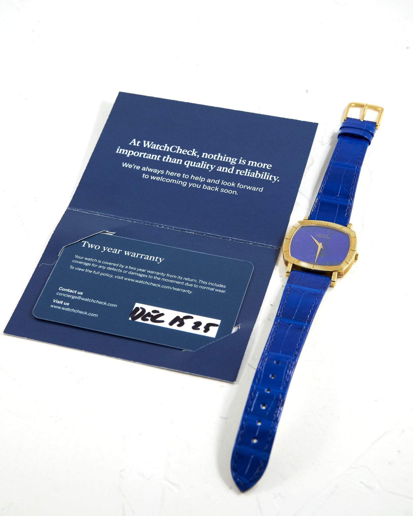 Piaget Automatic Lapis Lazuli Dial in 18K Yellow Gold Case on Very Special Blue Leather Strap with Service Papers