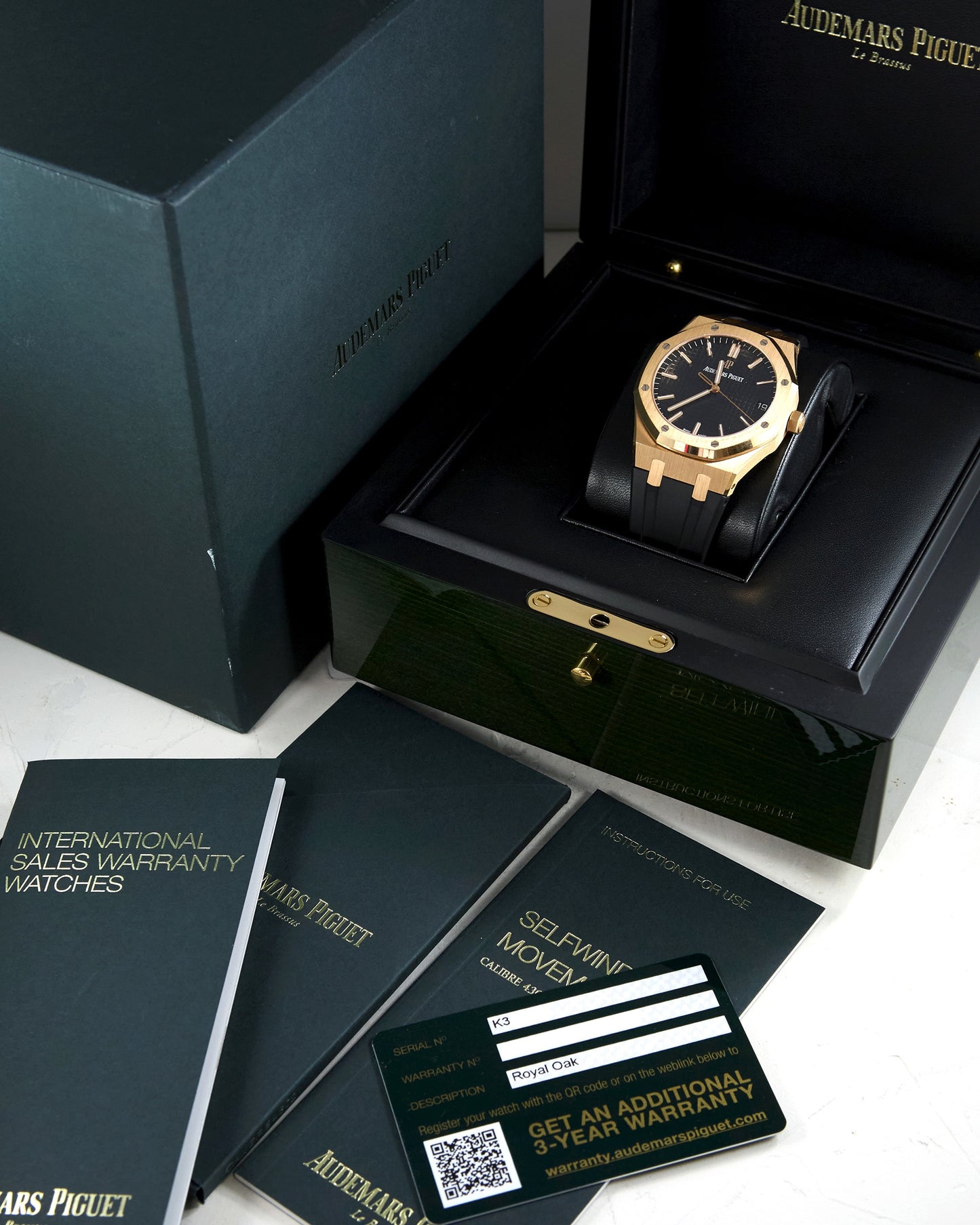 Audemars Piguet Royal Oak 15500OR in Rose Gold Case and Rubber Strap with Box & Papers