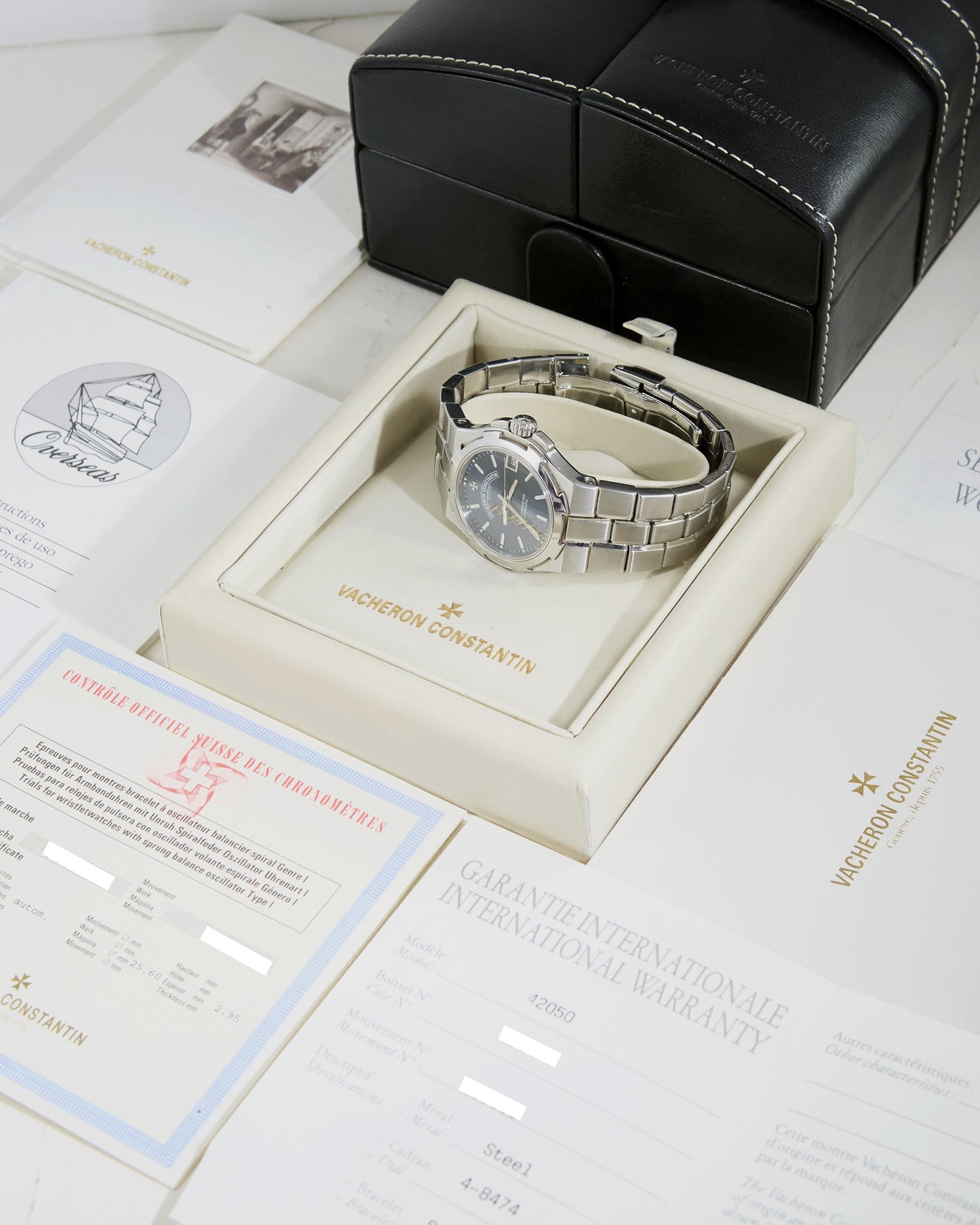Vacheron Constantin Overseas 42050 Blue Dial in Steel Case and Bracelet with Box and Papers