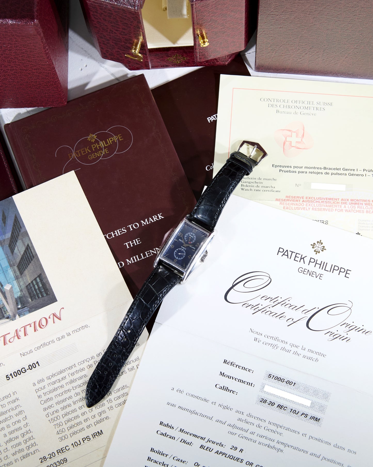 Patek Philippe Millenium Ten Day Power Reserve in White Gold with Box & Papers