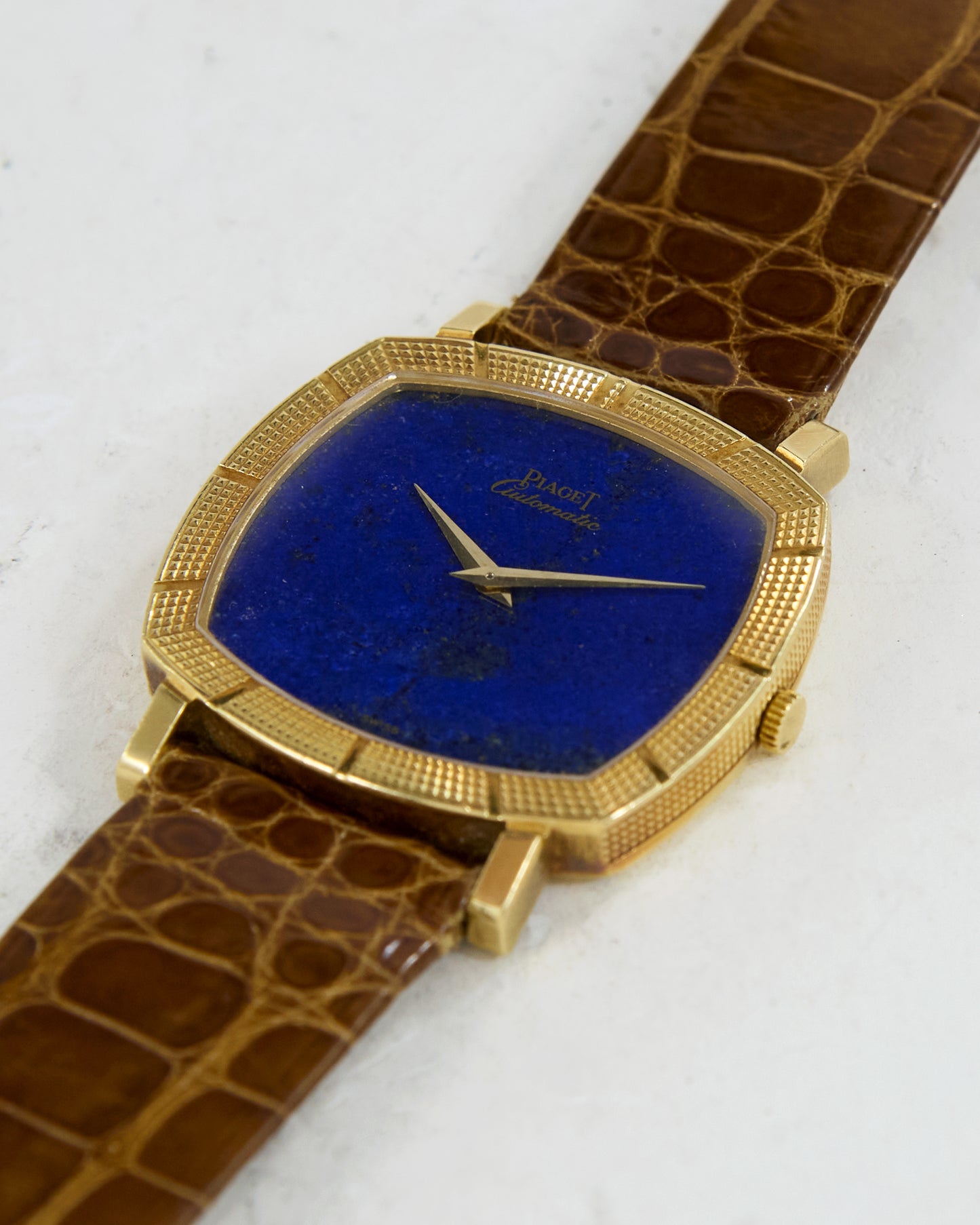 Piaget Automatic Lapis Lazuli Dial in 18K Yellow Gold Case on Leather Strap