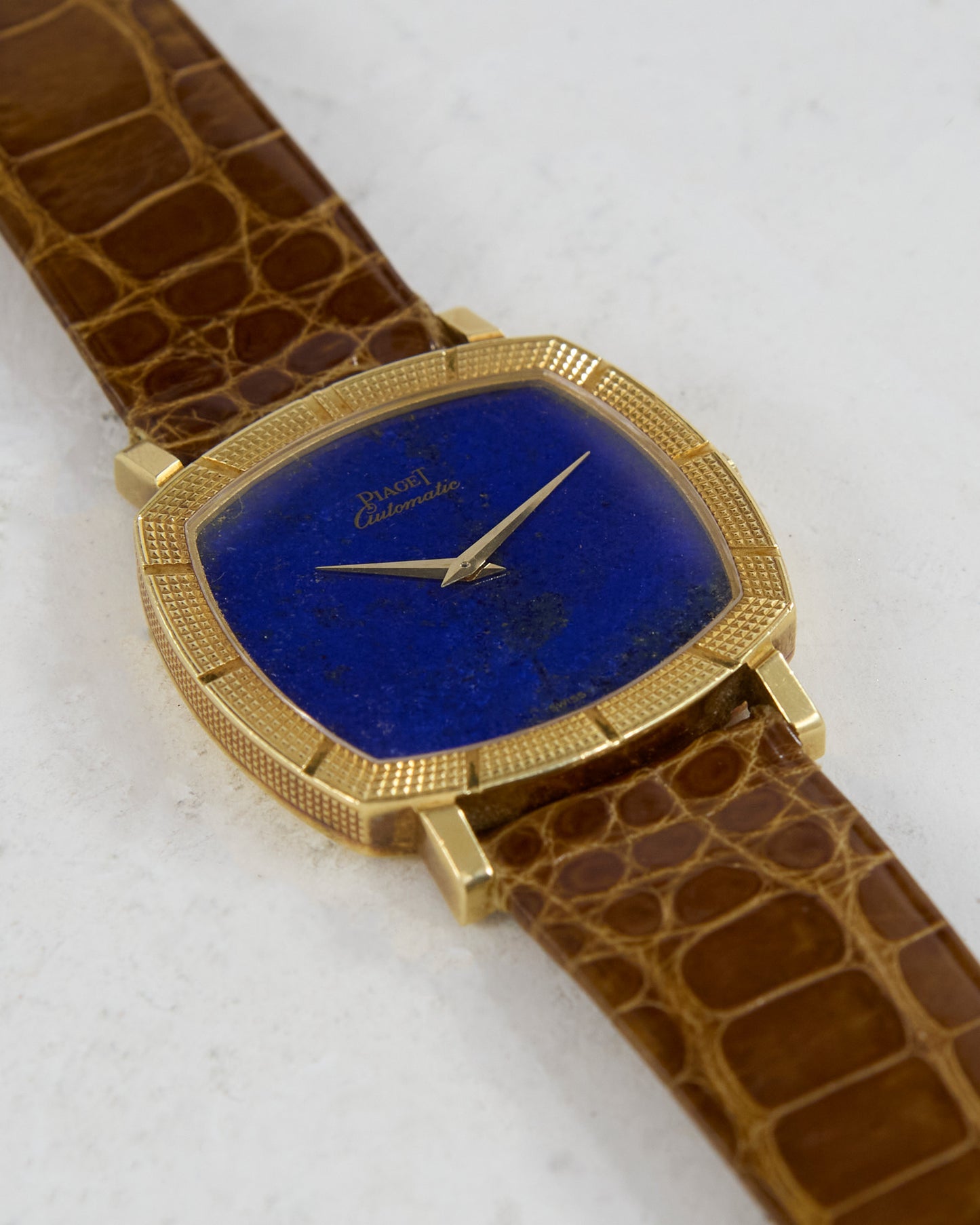 Piaget Automatic Lapis Lazuli Dial in 18K Yellow Gold Case on Leather Strap