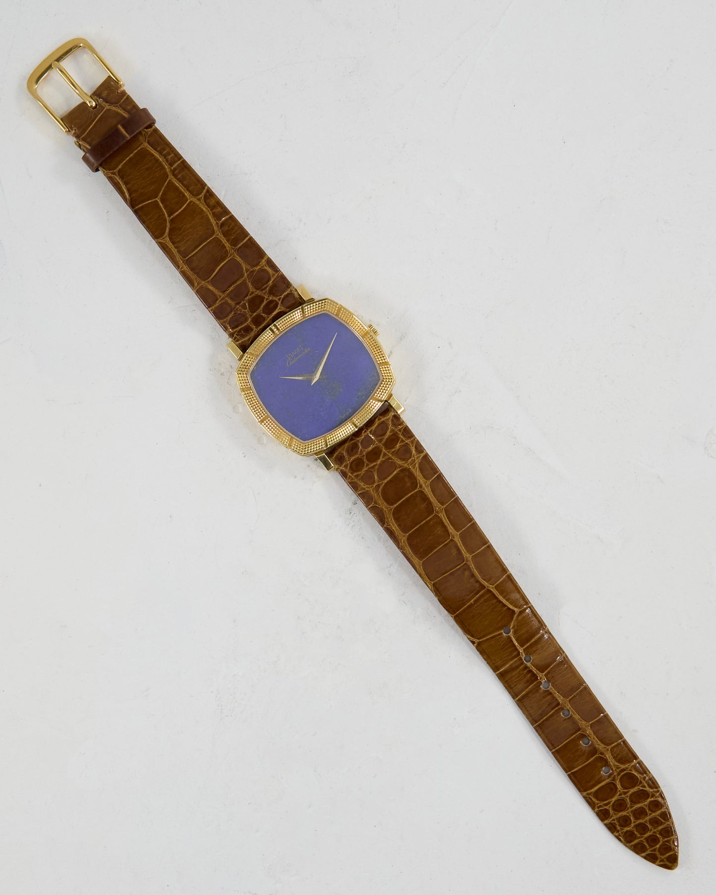 Piaget Automatic Lapis Lazuli Dial in 18K Yellow Gold Case on Leather Strap