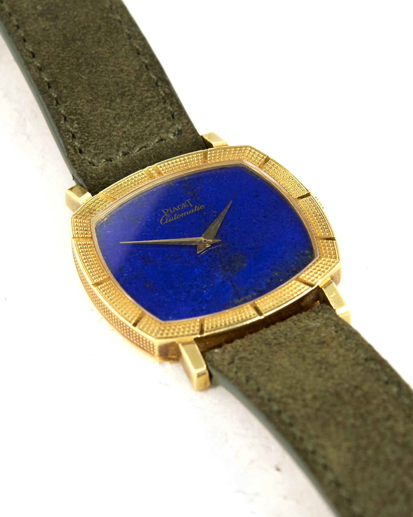 Piaget Automatic Lapis Lazuli Dial in 18K Yellow Gold Case on Leather Strap with Service Papers